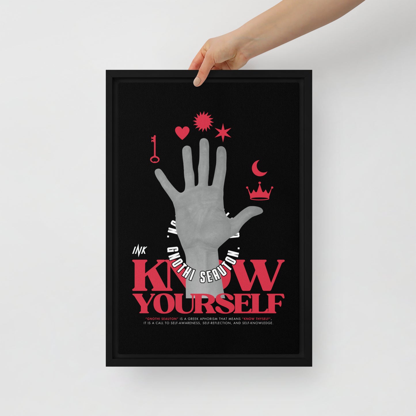 Gallery-Grade Framed Floating Effect Artwork: 'Know Yourself'