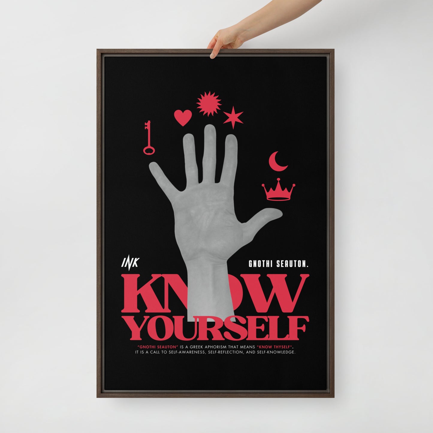 Gallery-Grade Framed Floating Effect Artwork: 'Know Yourself'