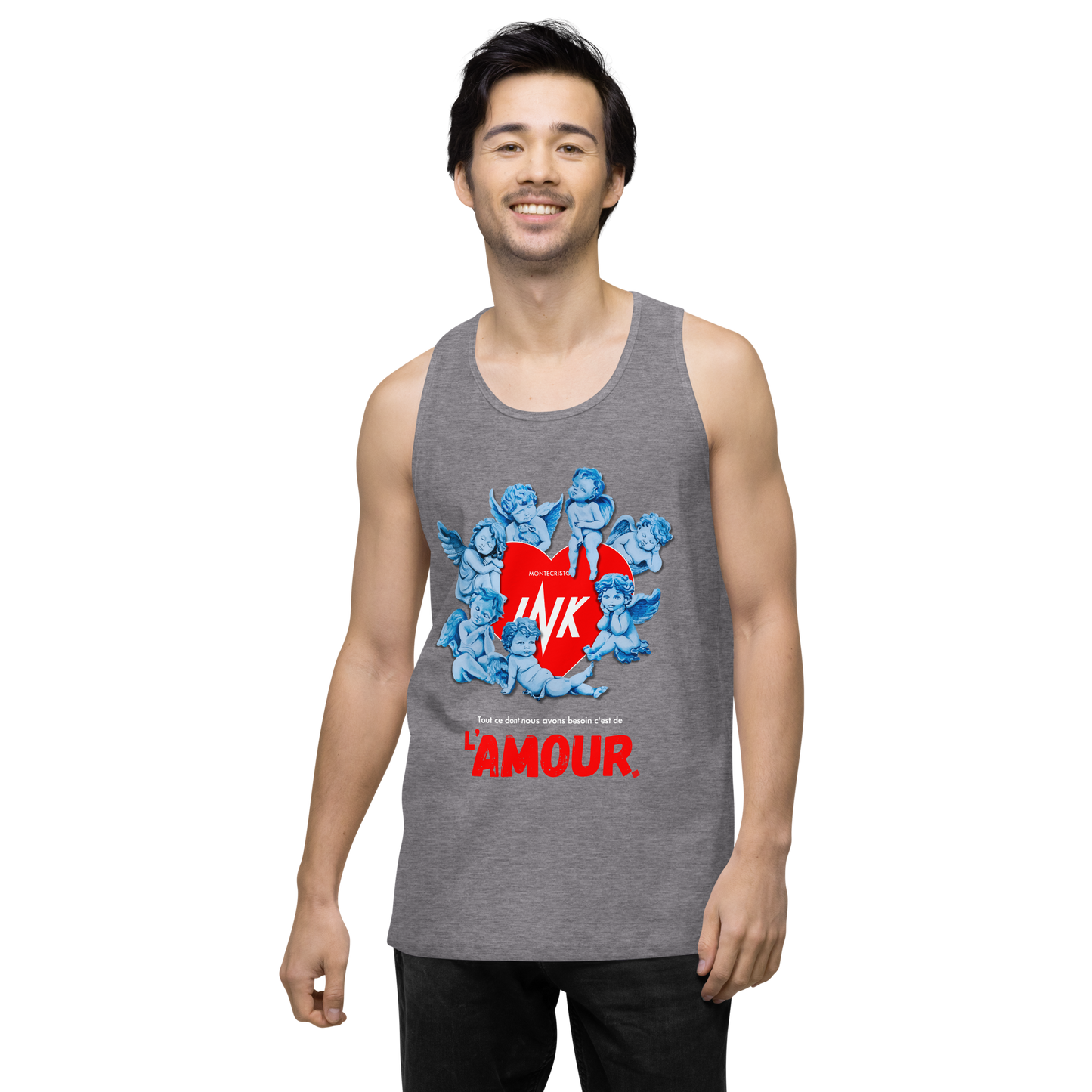 EliteBlend Premium Tank Top with Iconic “AMOUR” motif