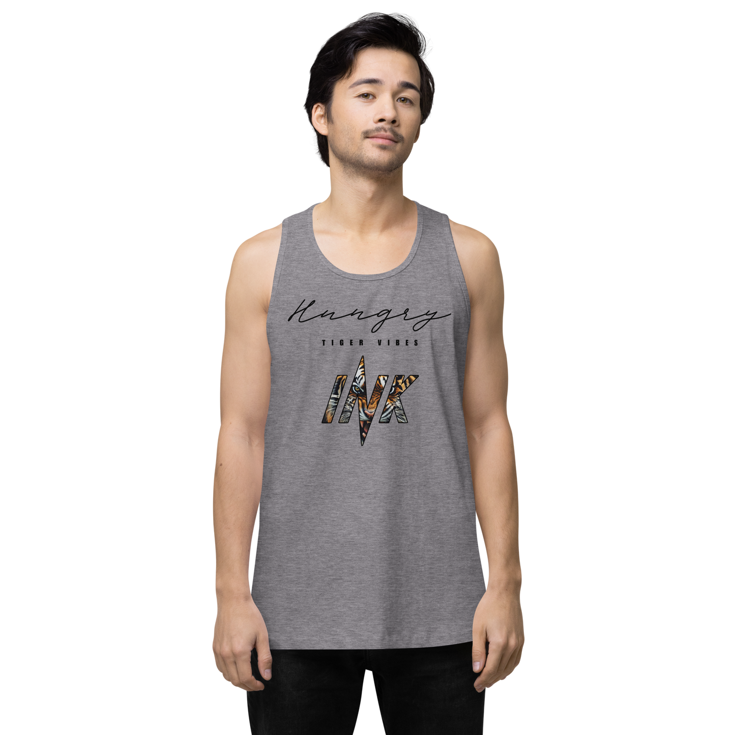 EliteBlend Premium Tank Top with “Hungry Tiger Vibes” print