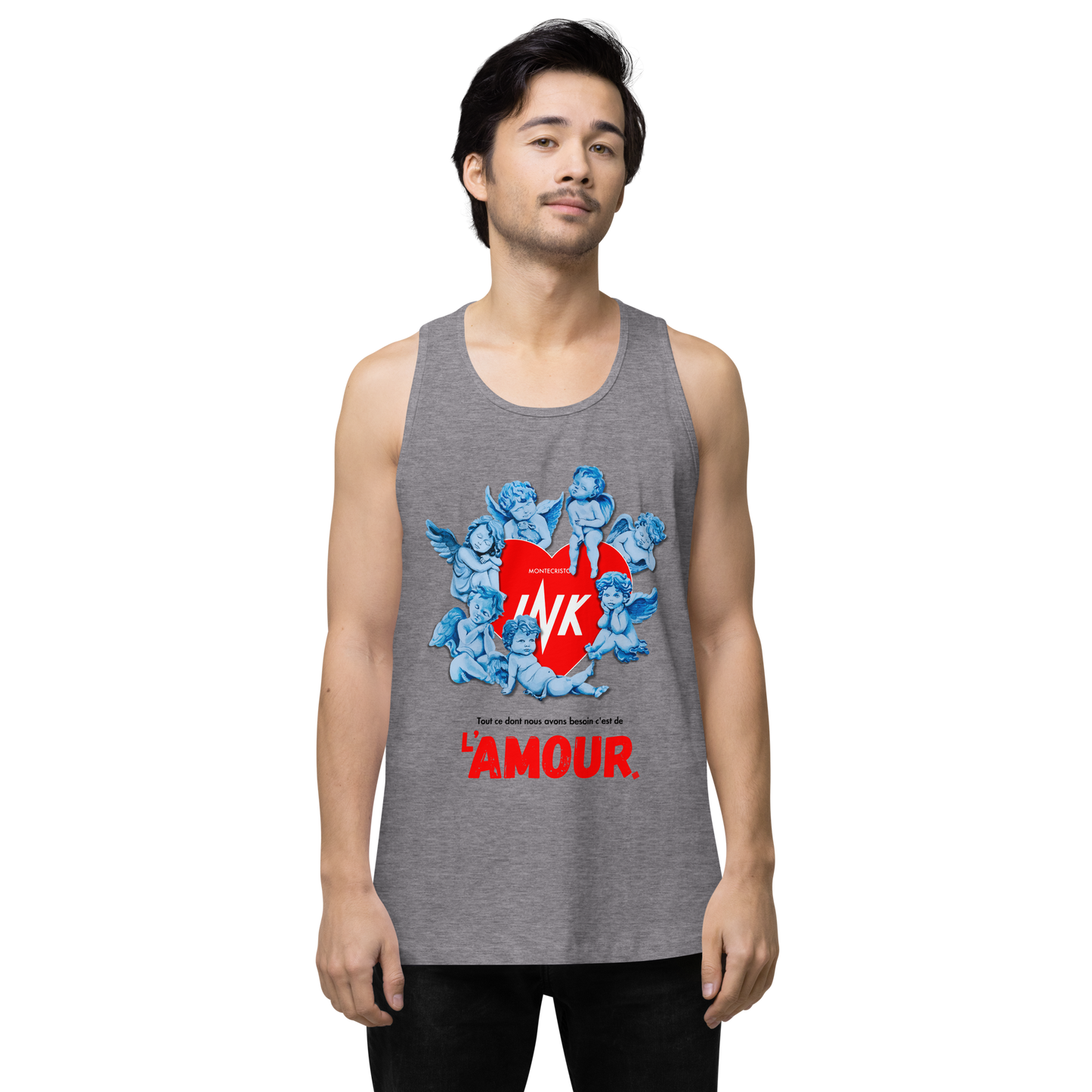 EliteBlend Premium Tank Top with Iconic “AMOUR” motif