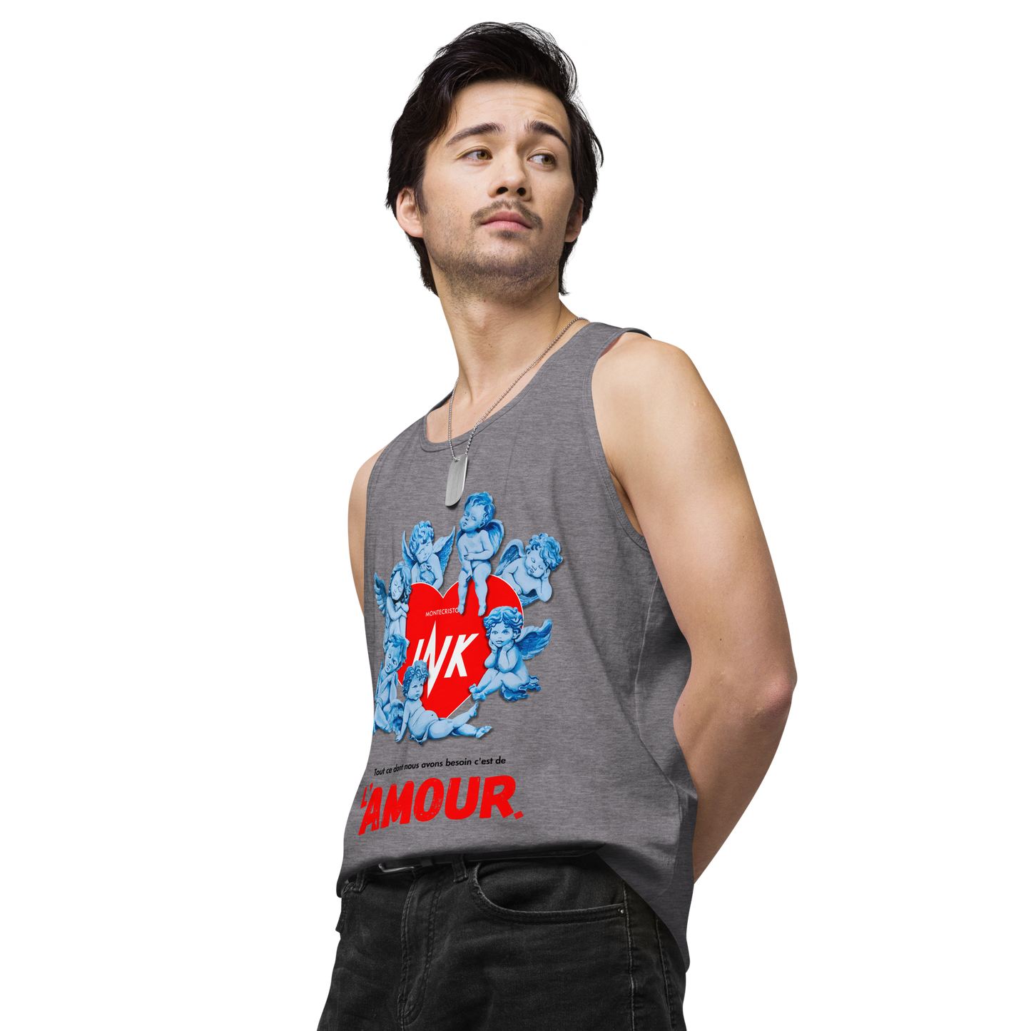 EliteBlend Premium Tank Top with Iconic “AMOUR” motif