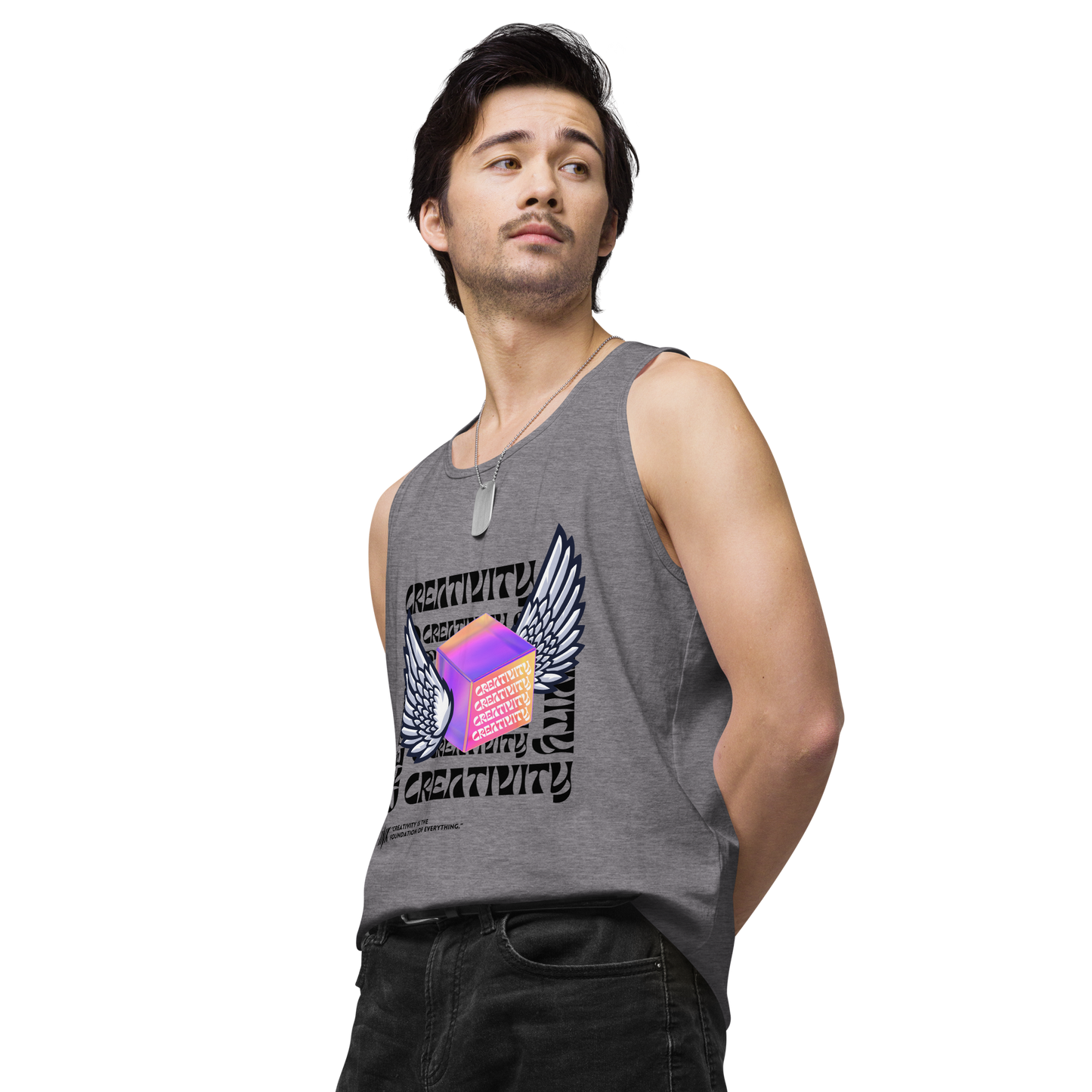 EliteBlend Premium Tank Top with Iconic "Cube of Creativity" print