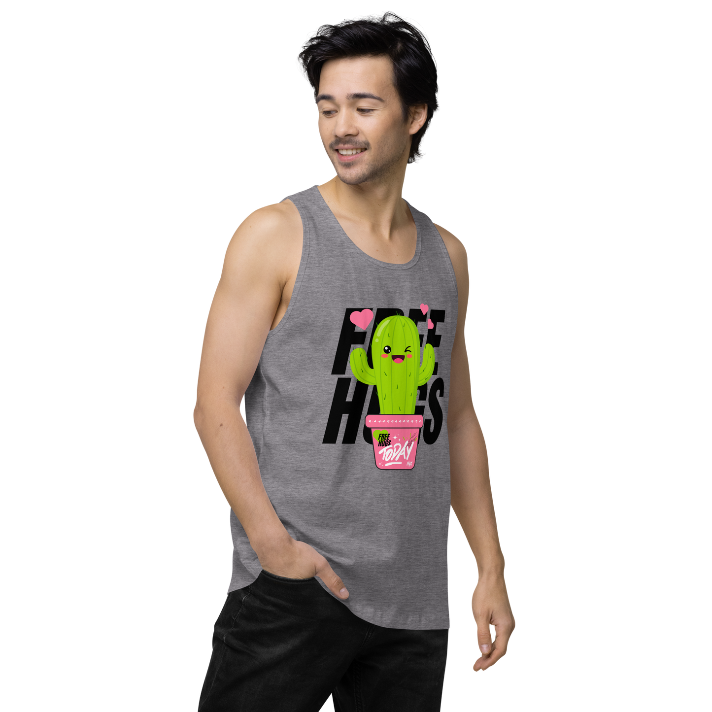 EliteBlend Premium Tank Top with "Free Hugs Today" design