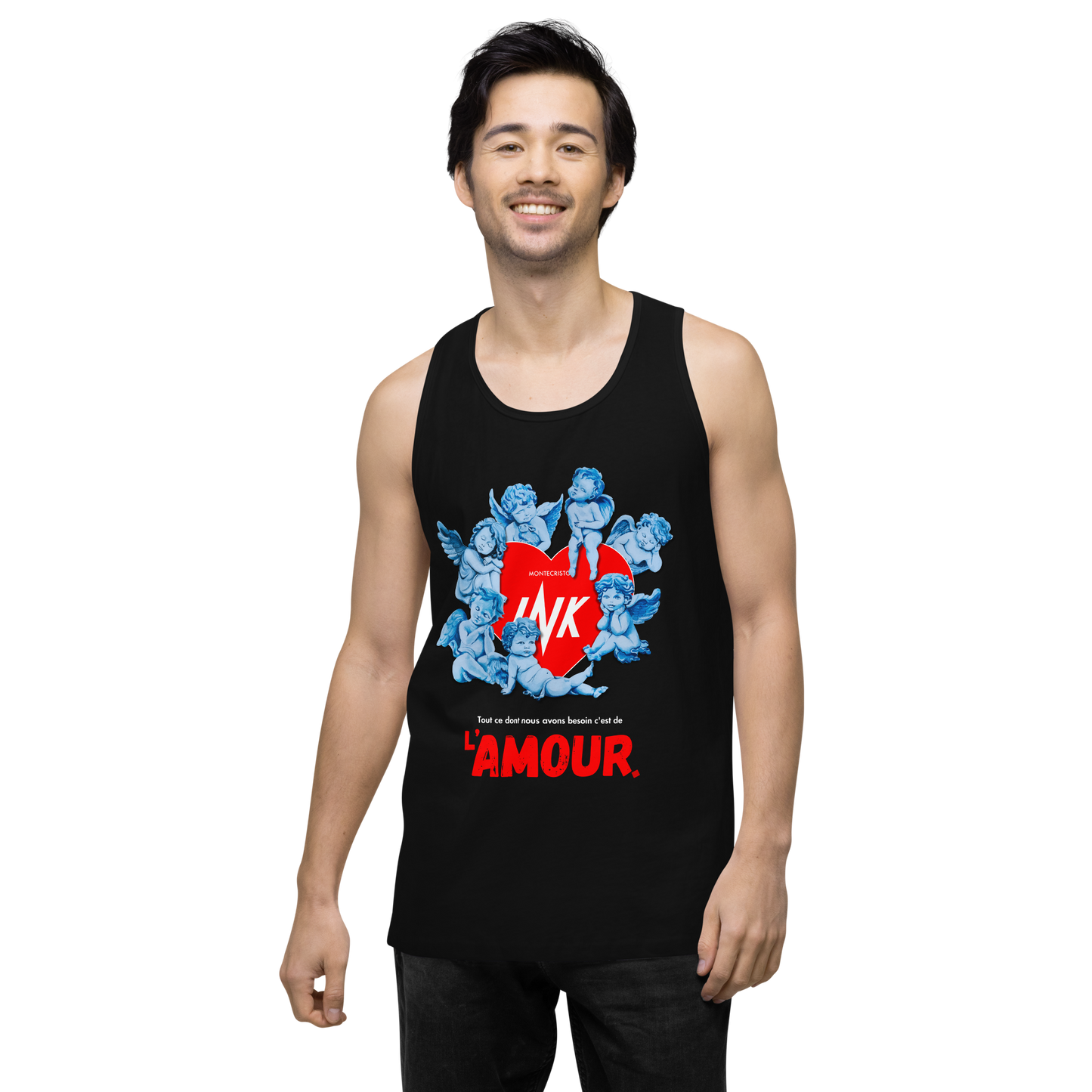 EliteBlend Premium Tank Top with Iconic “AMOUR” motif