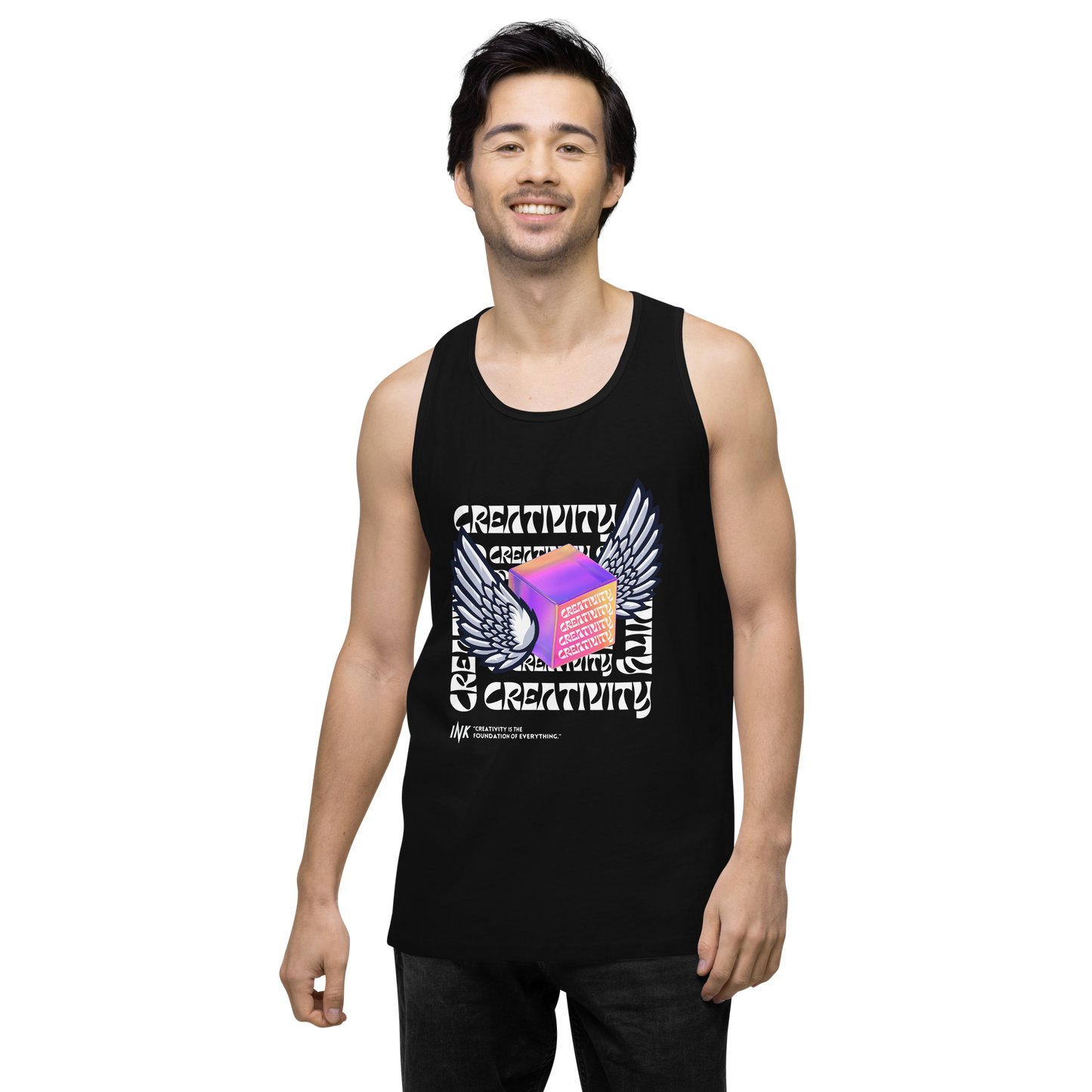 EliteBlend Premium Tank Top with Iconic "Cube of Creativity" print