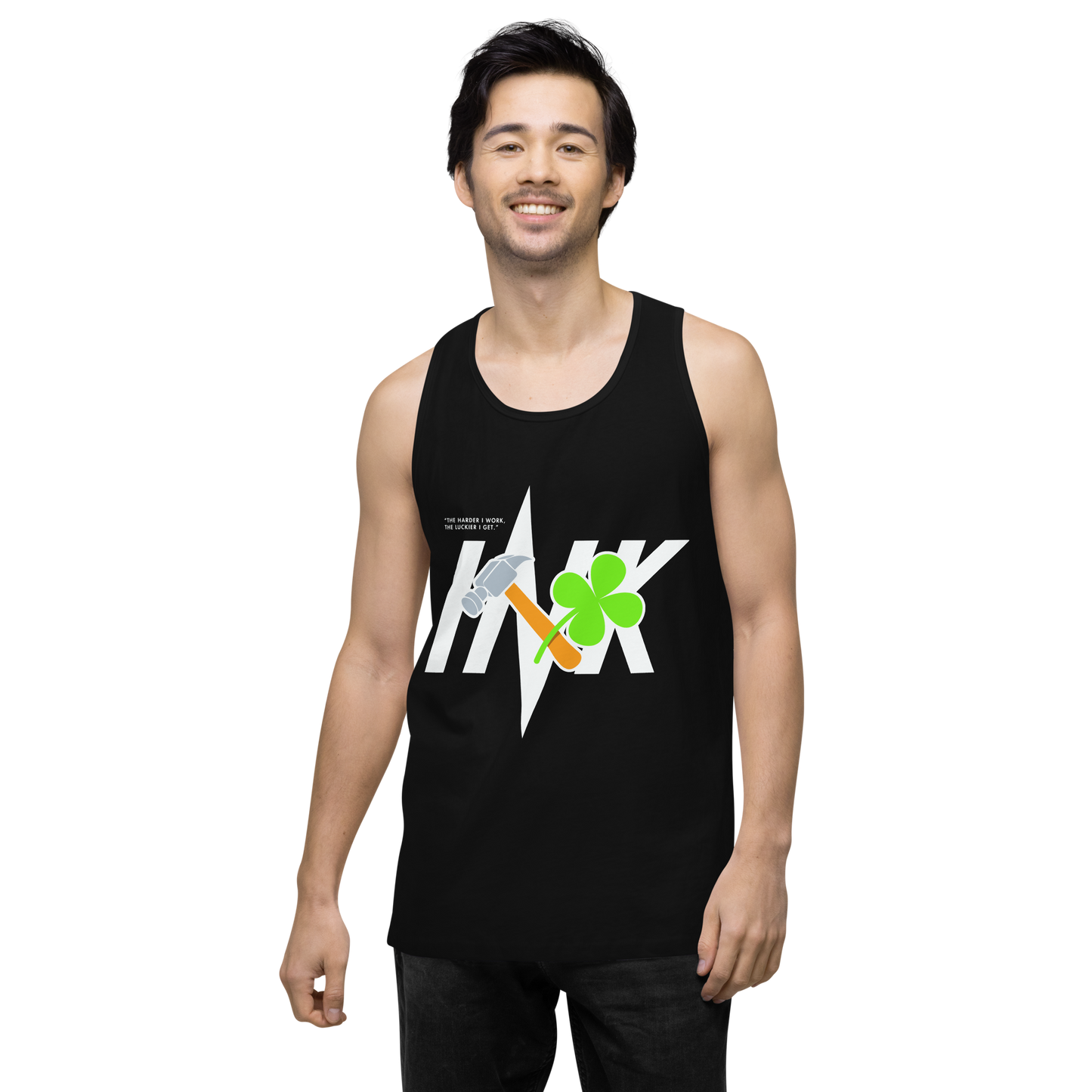 EliteBlend Premium Tank Top with Iconic “Lucky Worker” motif