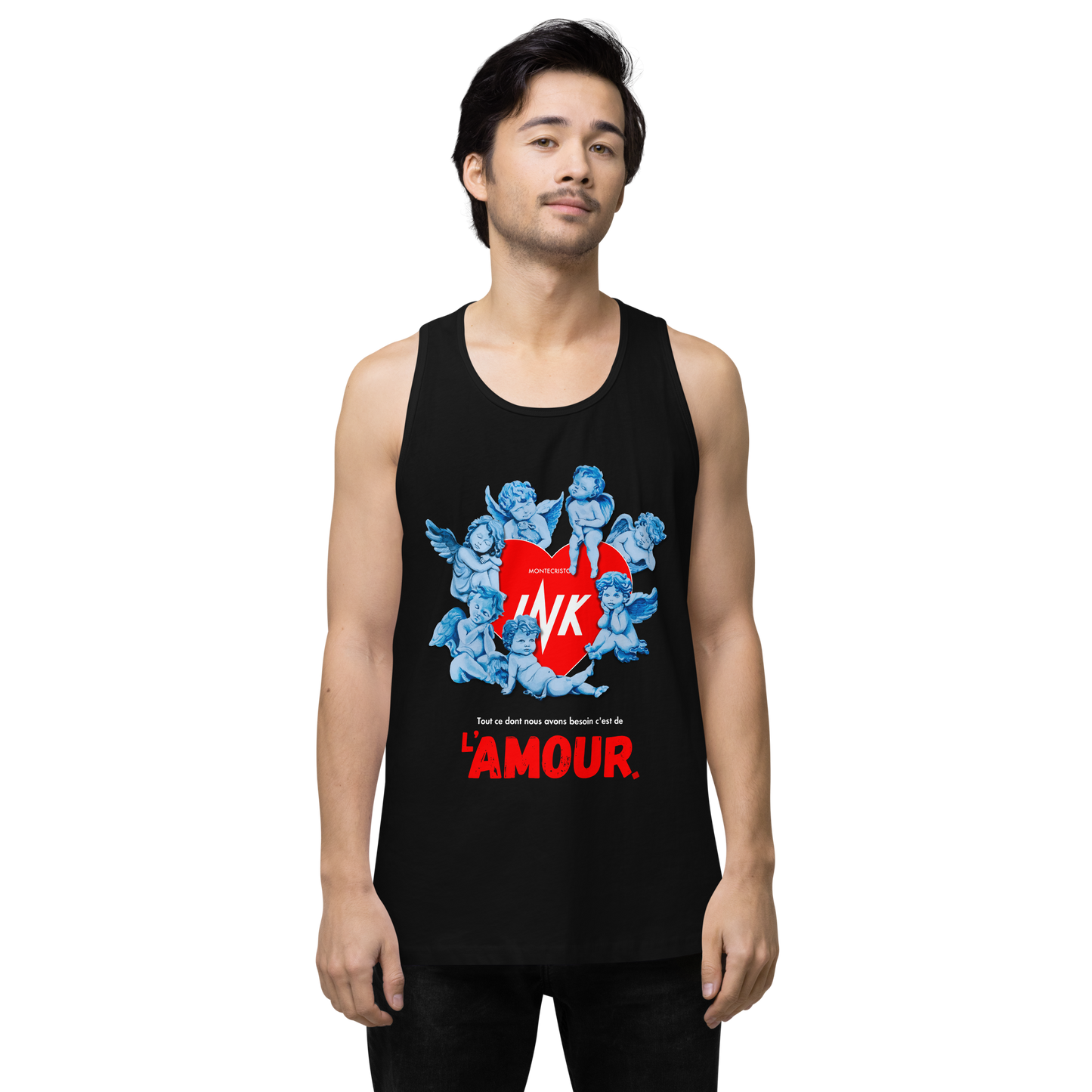 EliteBlend Premium Tank Top with Iconic “AMOUR” motif