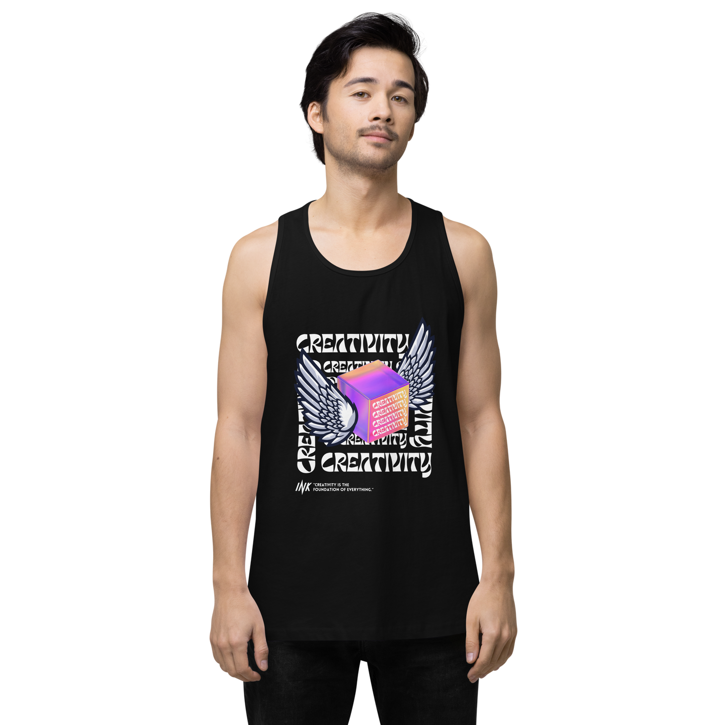 EliteBlend Premium Tank Top with Iconic "Cube of Creativity" print