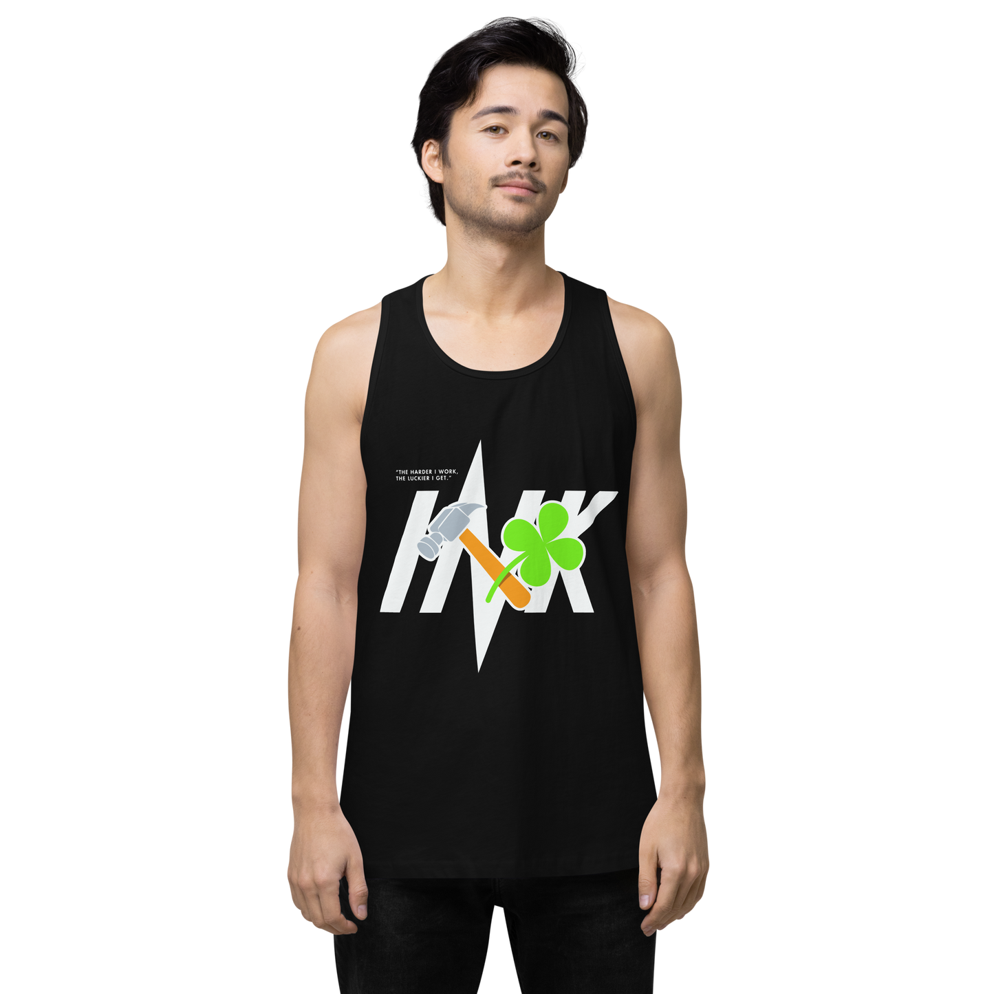 EliteBlend Premium Tank Top with Iconic “Lucky Worker” motif