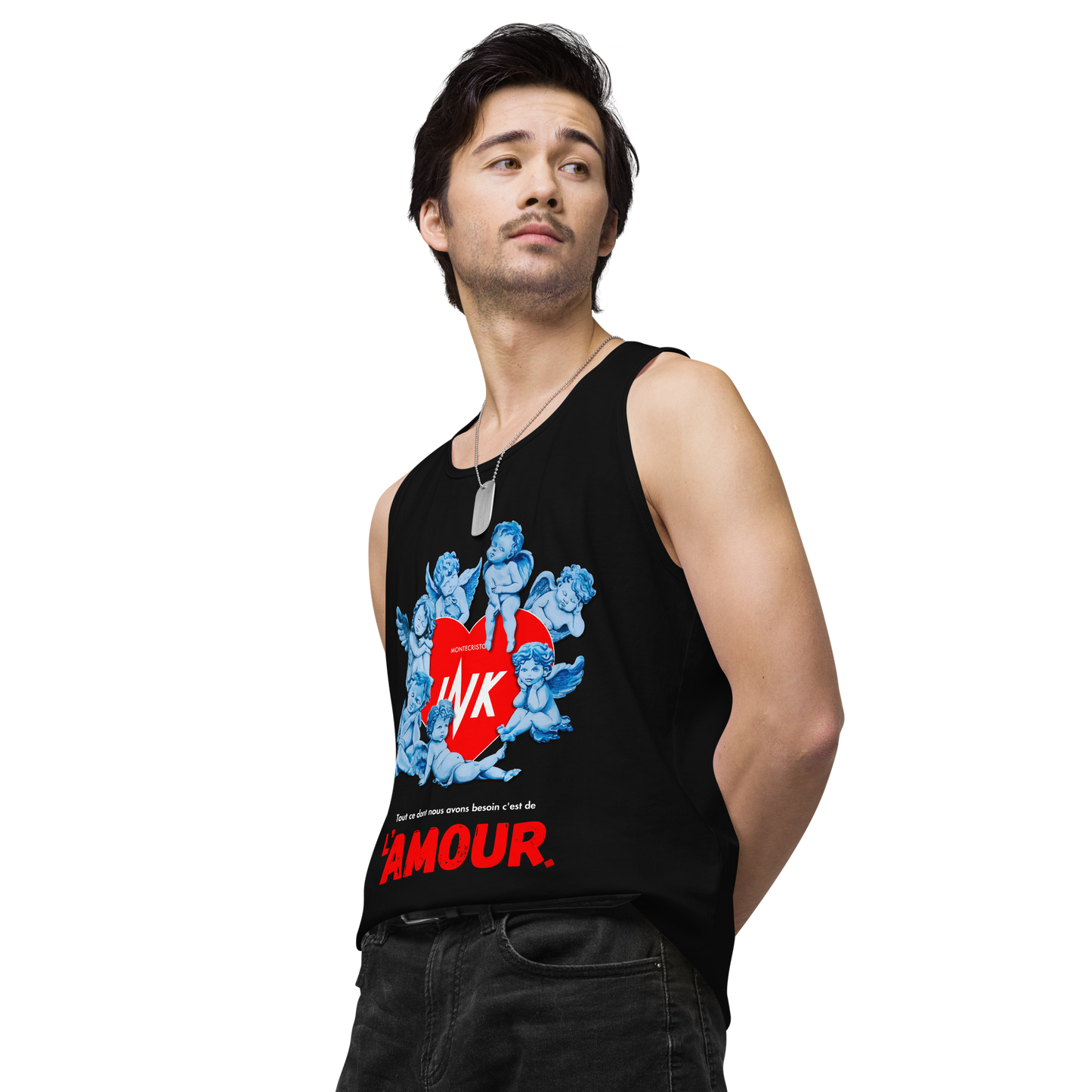 EliteBlend Premium Tank Top with Iconic “AMOUR” motif