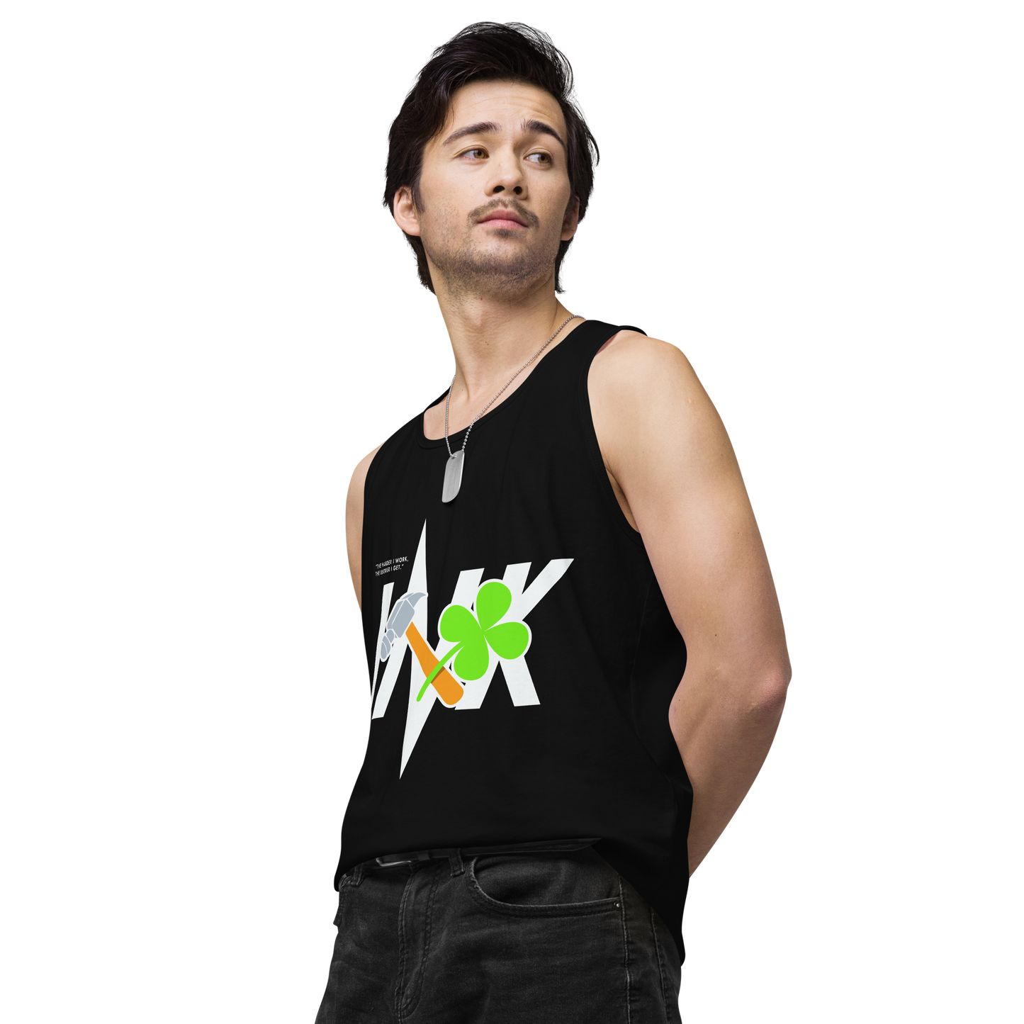 EliteBlend Premium Tank Top with Iconic “Lucky Worker” motif