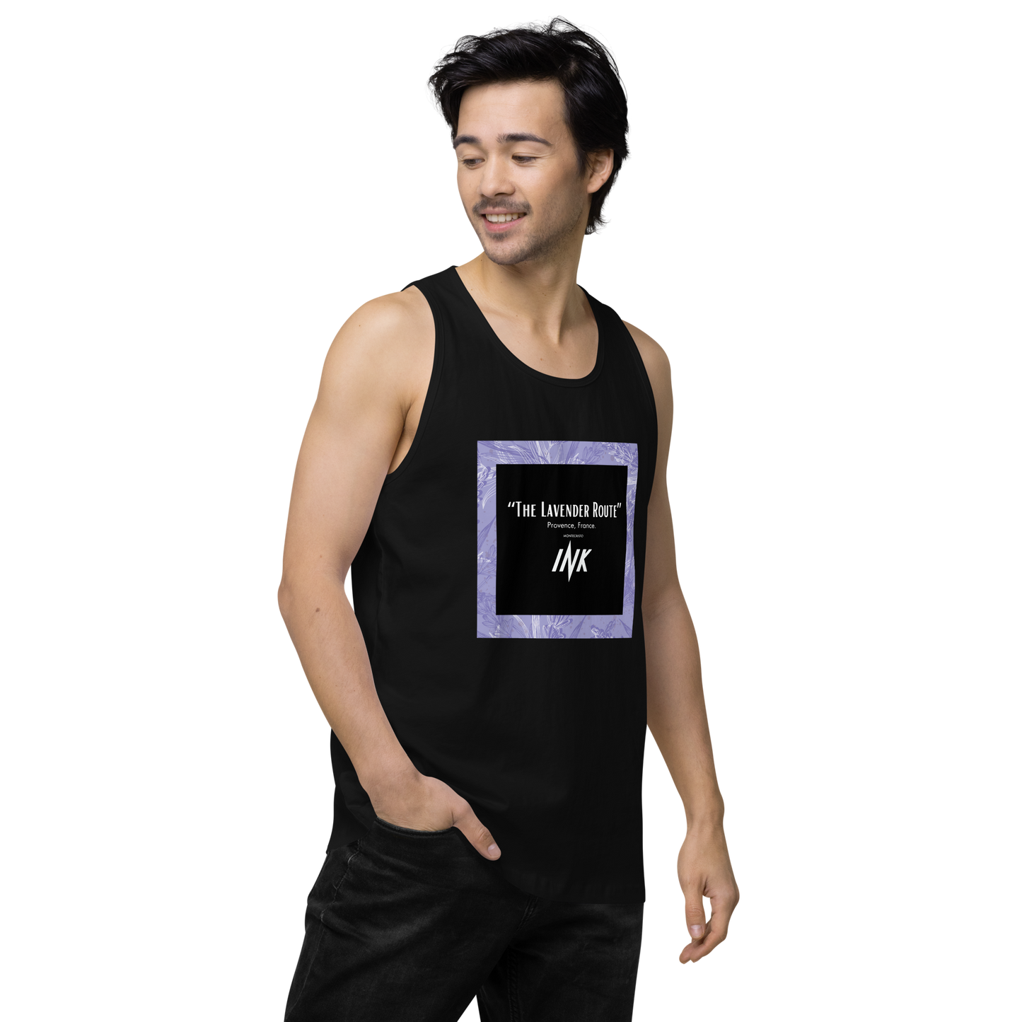 “The Lavender Route” motif EliteBlend Premium Tank Top