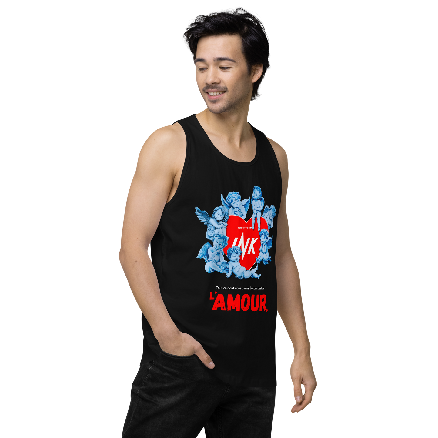 EliteBlend Premium Tank Top with Iconic “AMOUR” motif