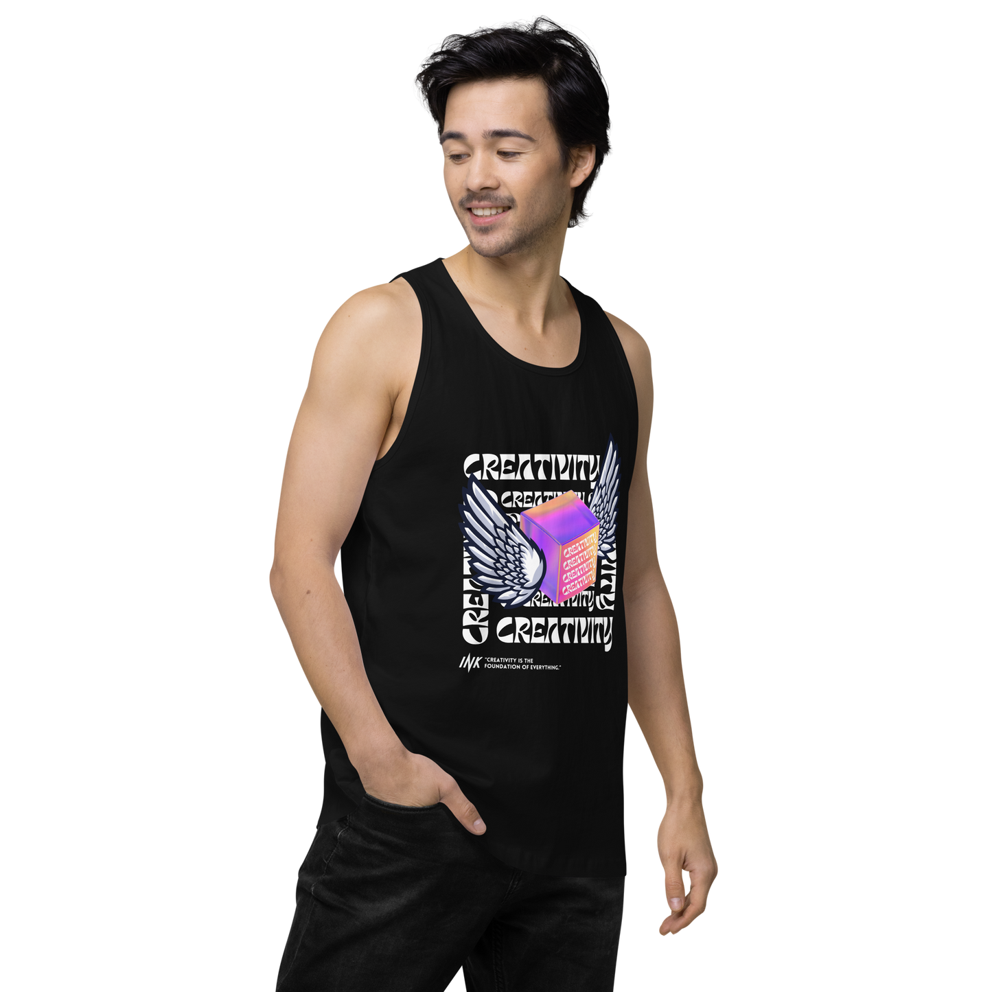 EliteBlend Premium Tank Top with Iconic "Cube of Creativity" print