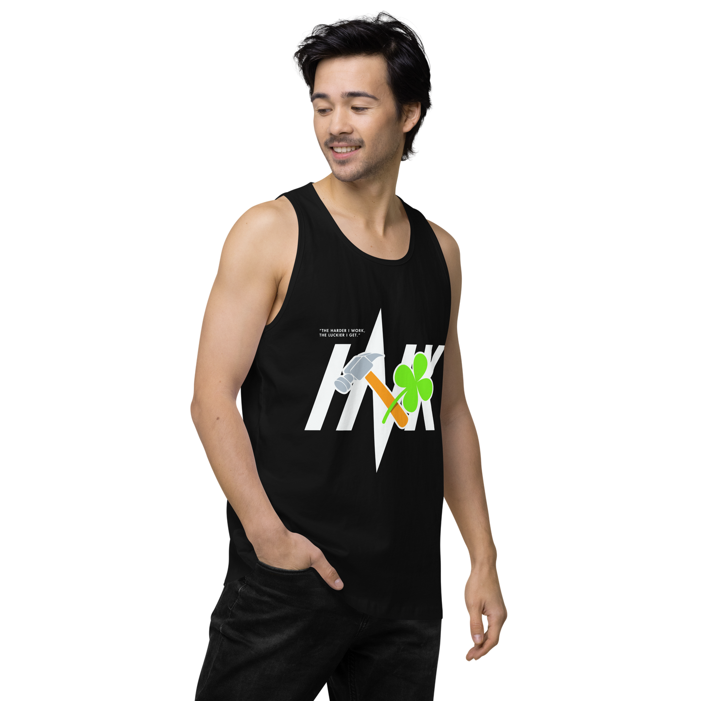 EliteBlend Premium Tank Top with Iconic “Lucky Worker” motif