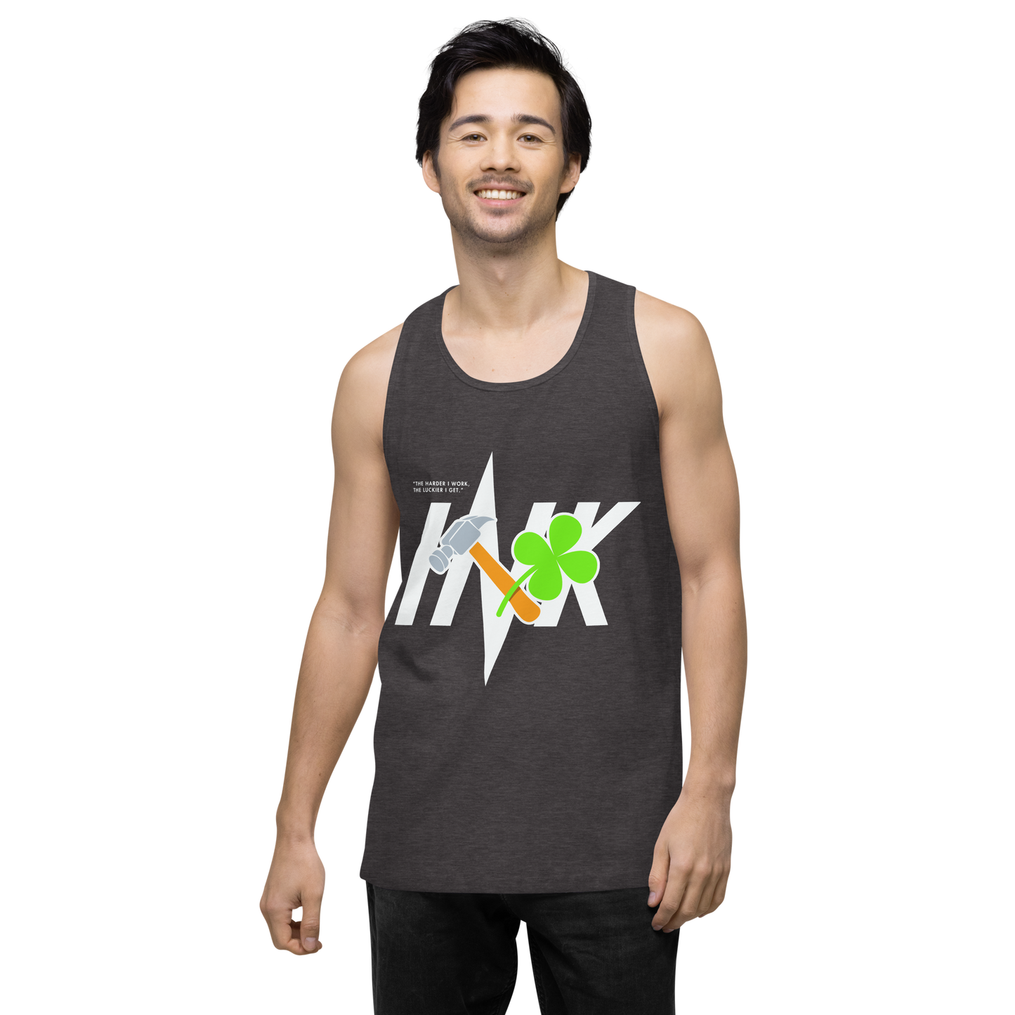 EliteBlend Premium Tank Top with Iconic “Lucky Worker” motif