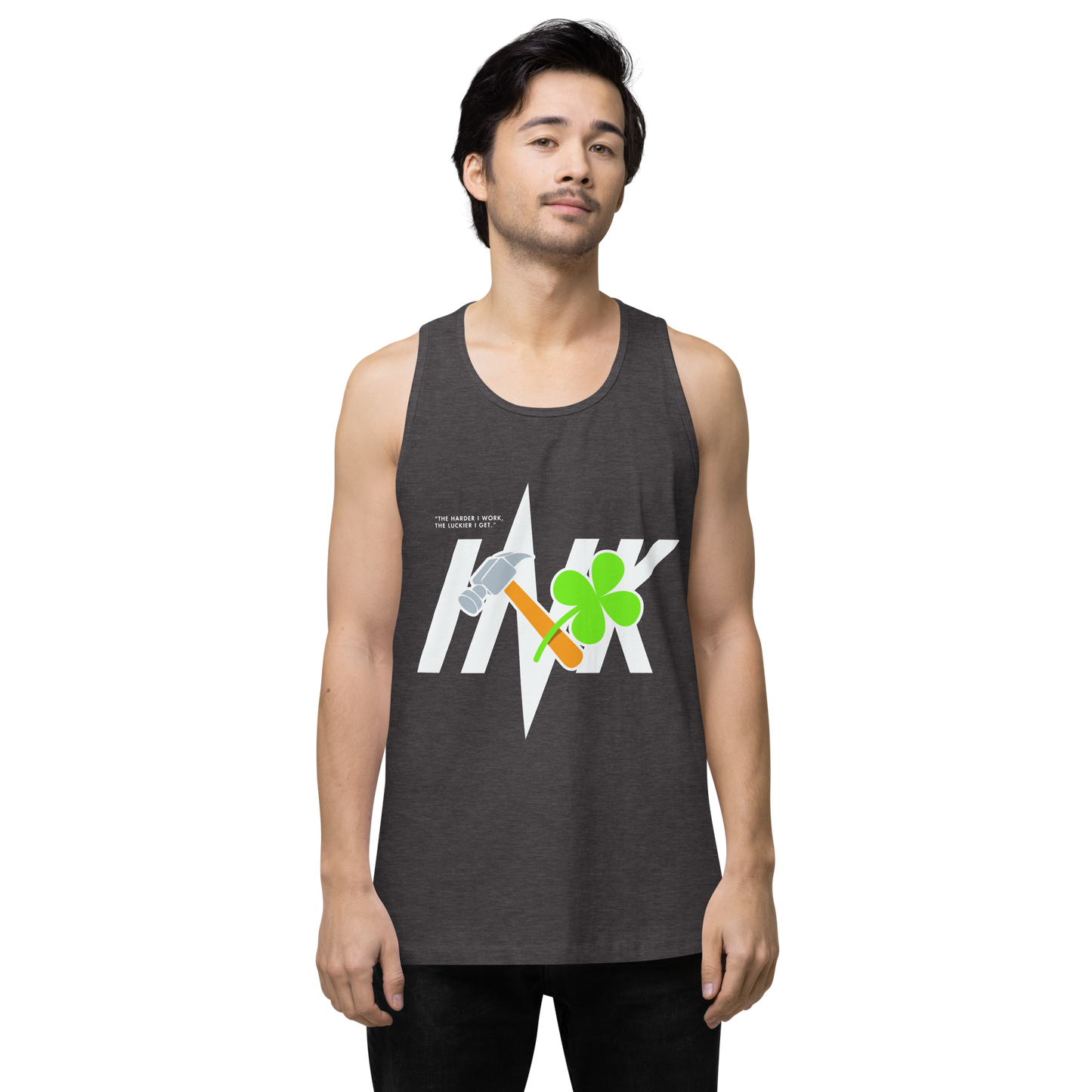 EliteBlend Premium Tank Top with Iconic “Lucky Worker” motif