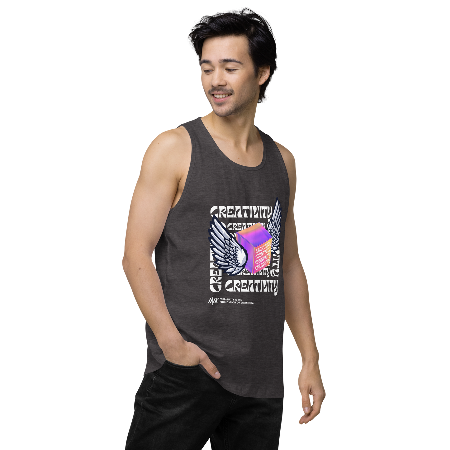 EliteBlend Premium Tank Top with Iconic "Cube of Creativity" print