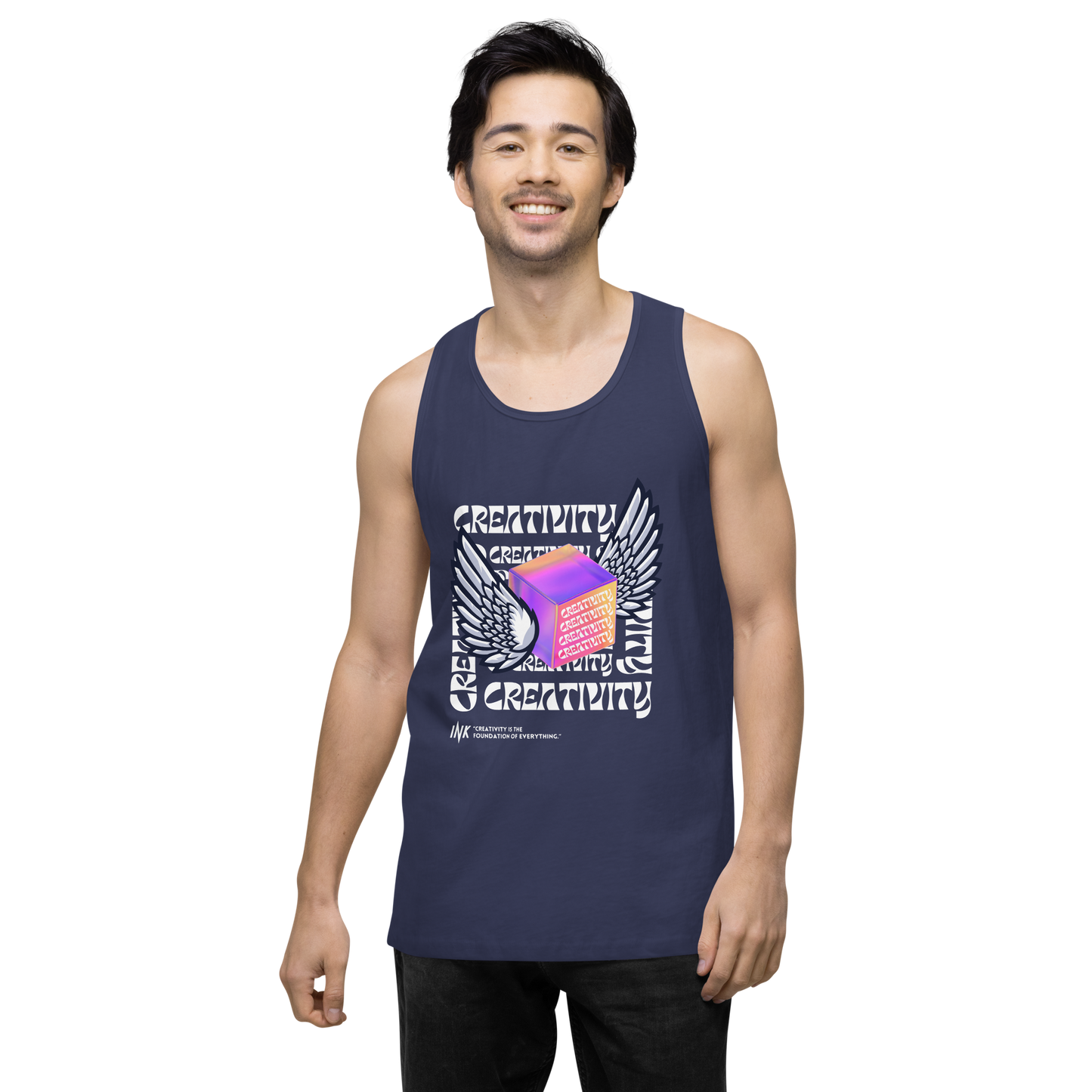 EliteBlend Premium Tank Top with Iconic "Cube of Creativity" print