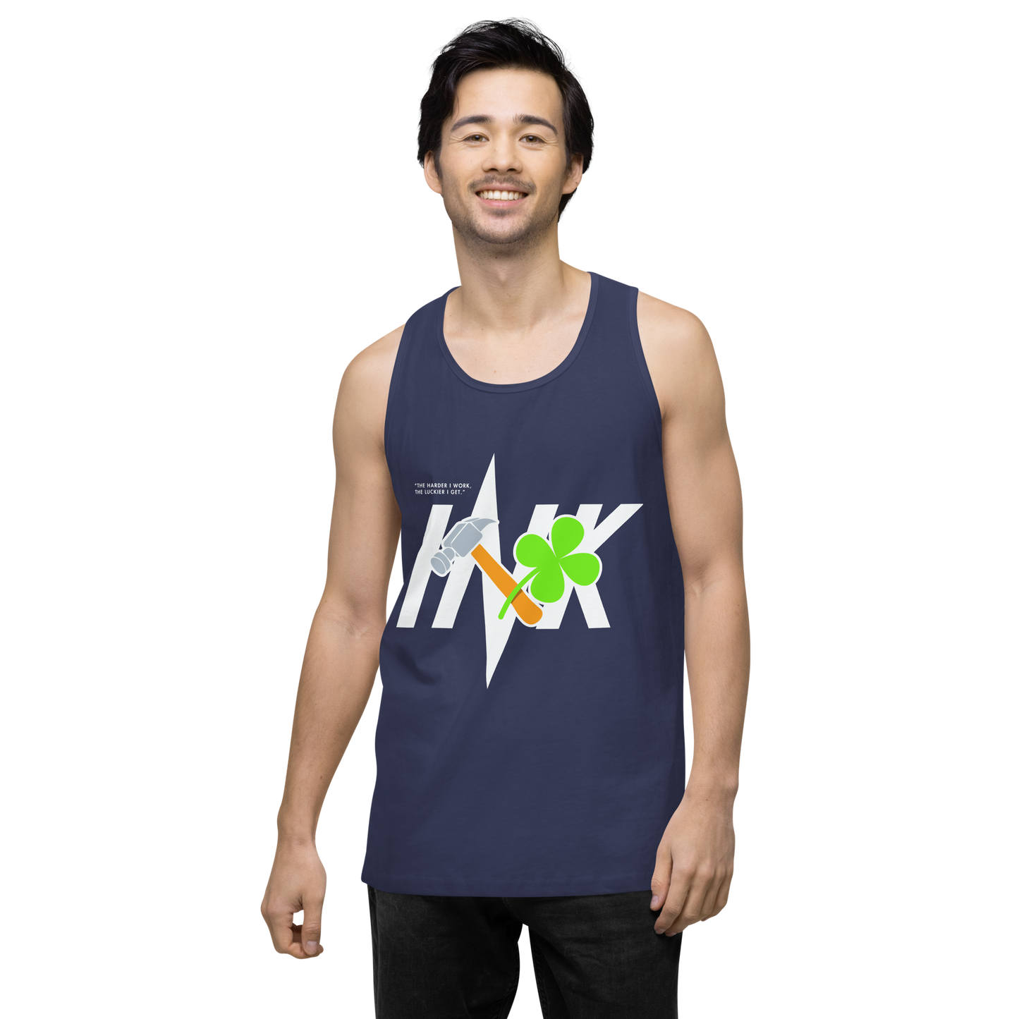 EliteBlend Premium Tank Top with Iconic “Lucky Worker” motif