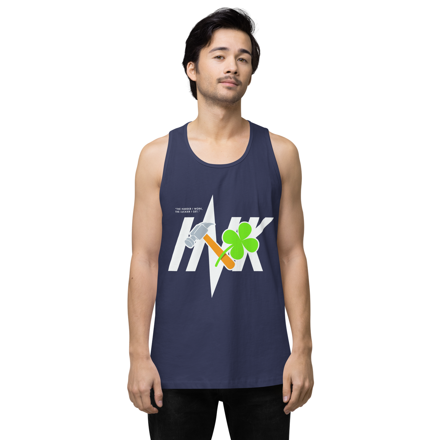 EliteBlend Premium Tank Top with Iconic “Lucky Worker” motif