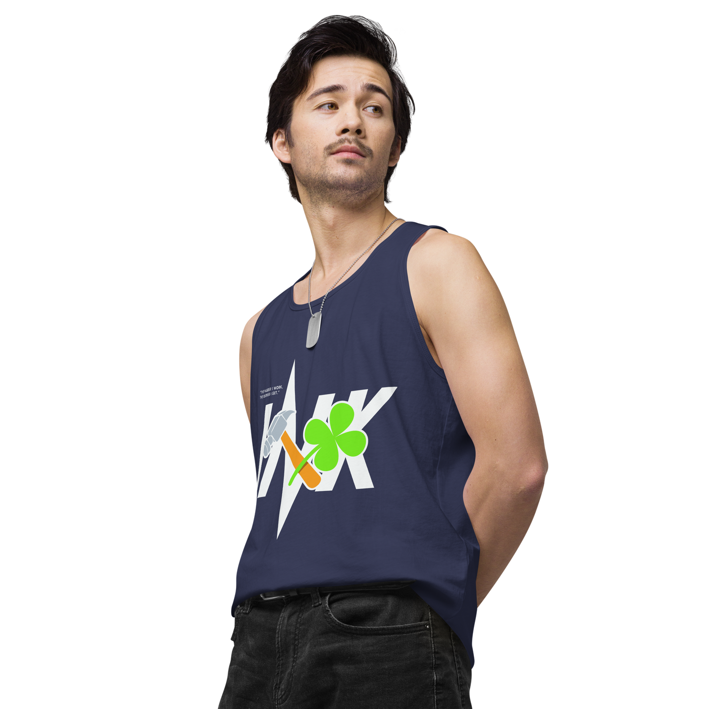 EliteBlend Premium Tank Top with Iconic “Lucky Worker” motif