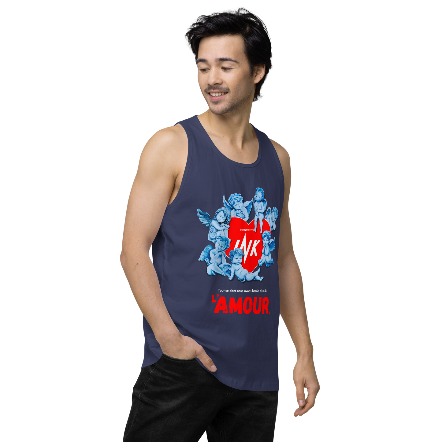 EliteBlend Premium Tank Top with Iconic “AMOUR” motif