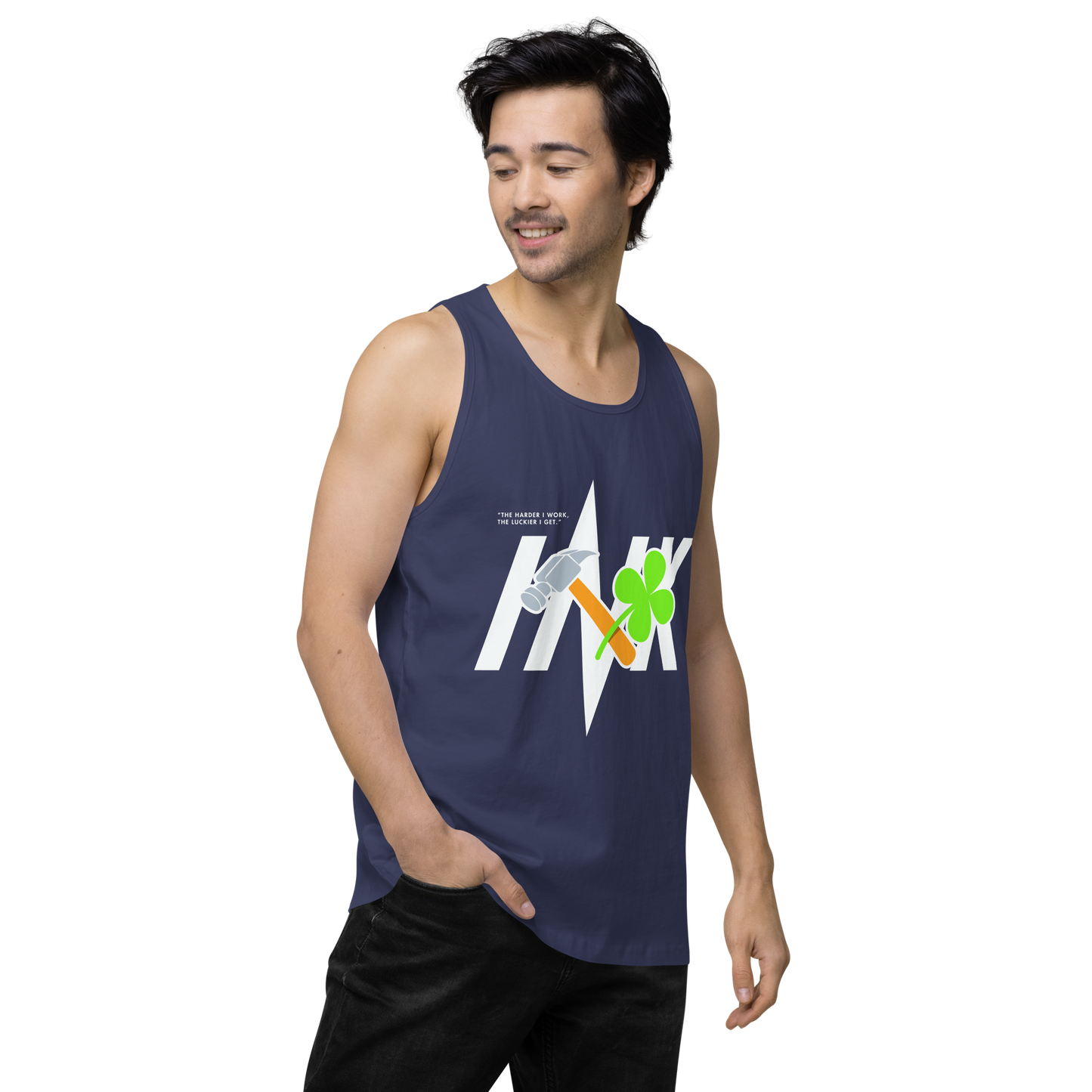 EliteBlend Premium Tank Top with Iconic “Lucky Worker” motif