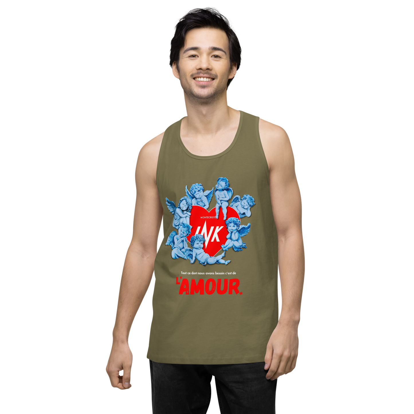 EliteBlend Premium Tank Top with Iconic “AMOUR” motif