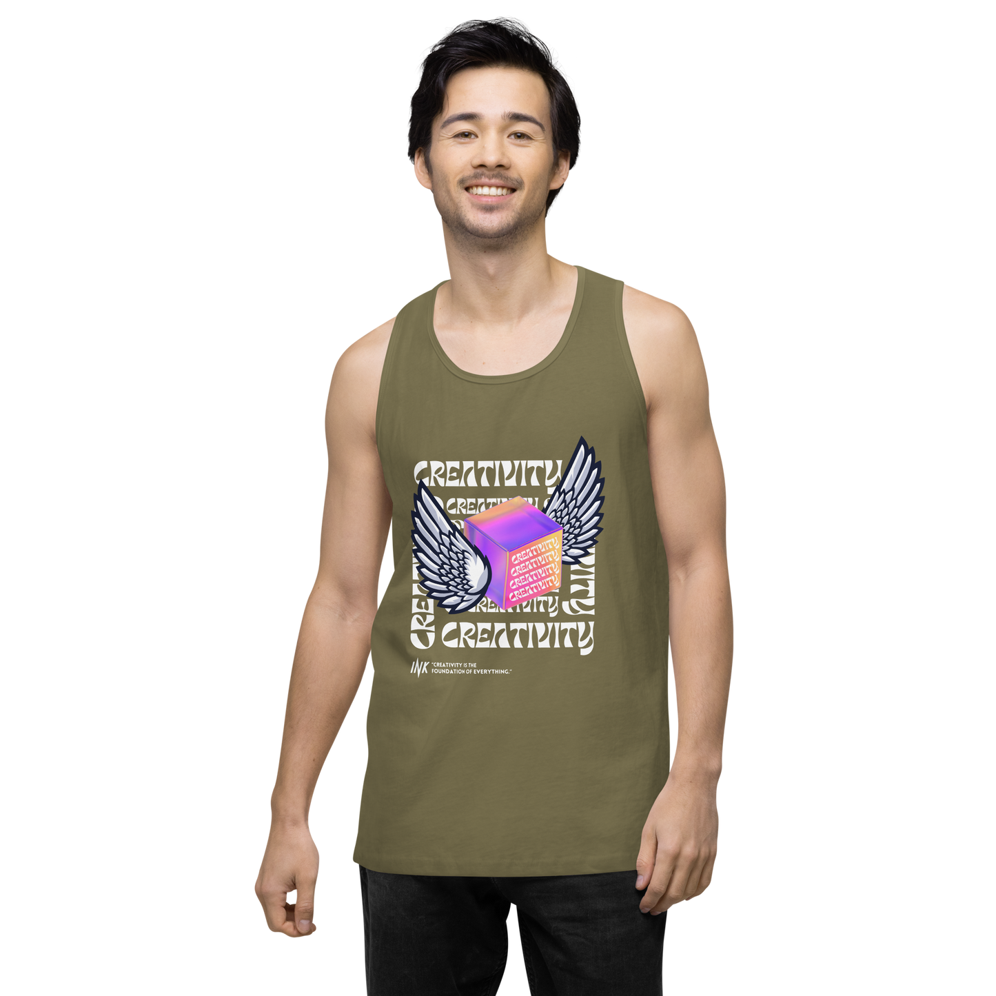 EliteBlend Premium Tank Top with Iconic "Cube of Creativity" print