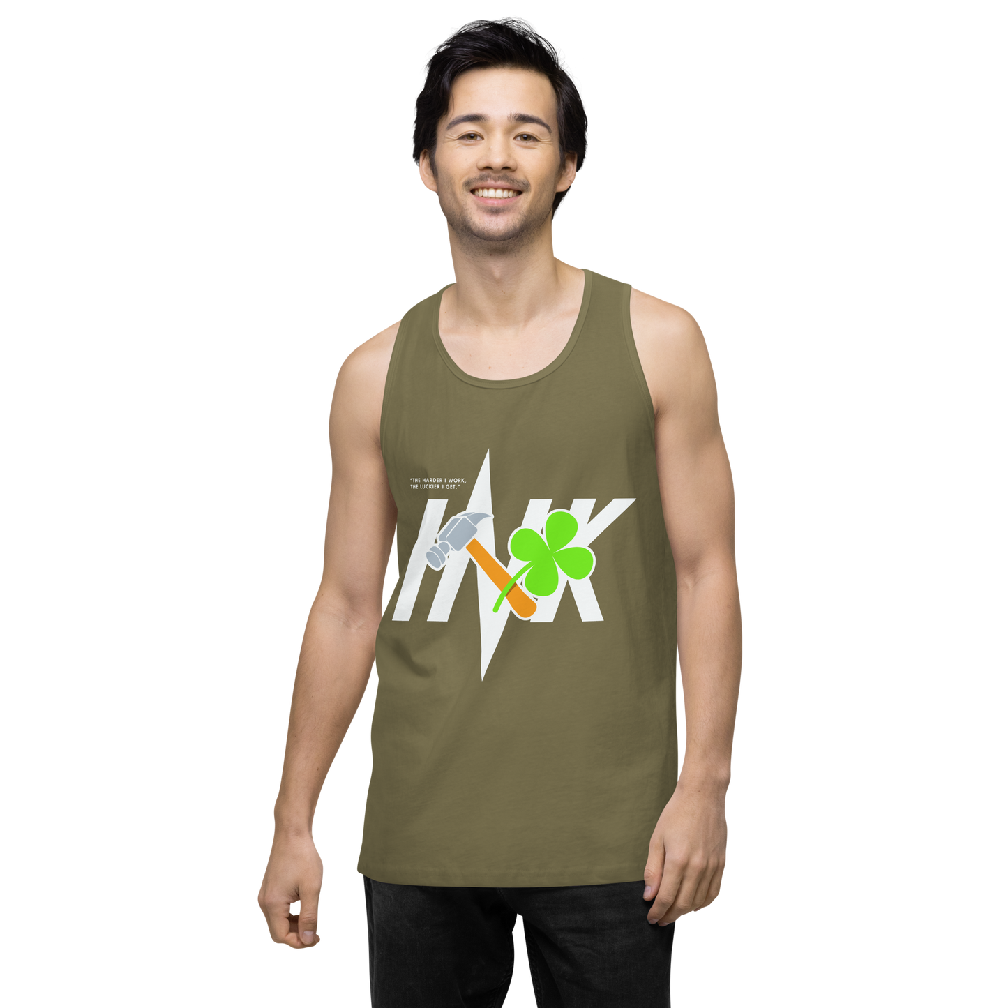 EliteBlend Premium Tank Top with Iconic “Lucky Worker” motif