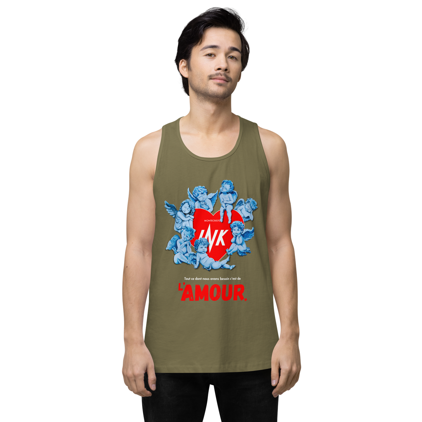 EliteBlend Premium Tank Top with Iconic “AMOUR” motif