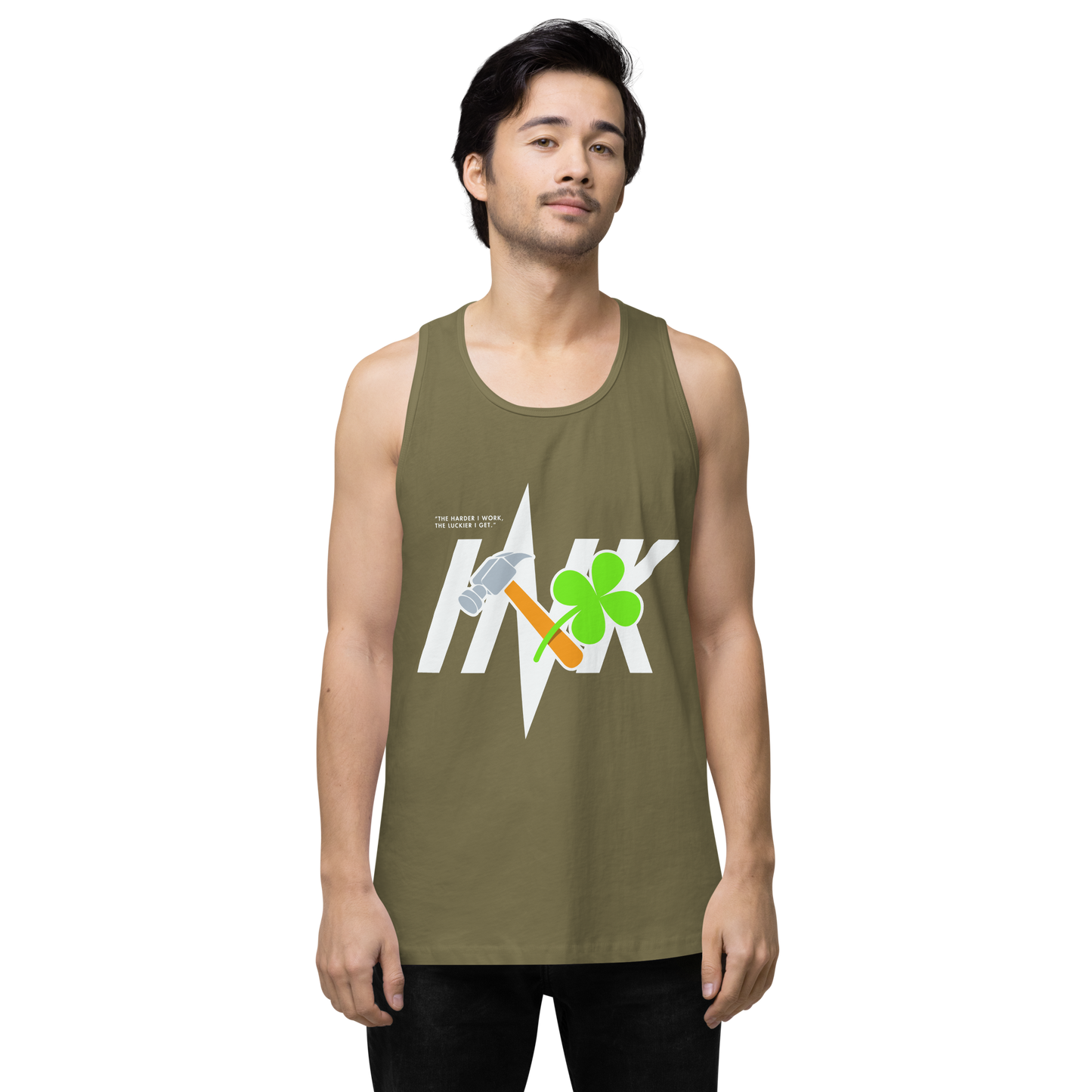 EliteBlend Premium Tank Top with Iconic “Lucky Worker” motif