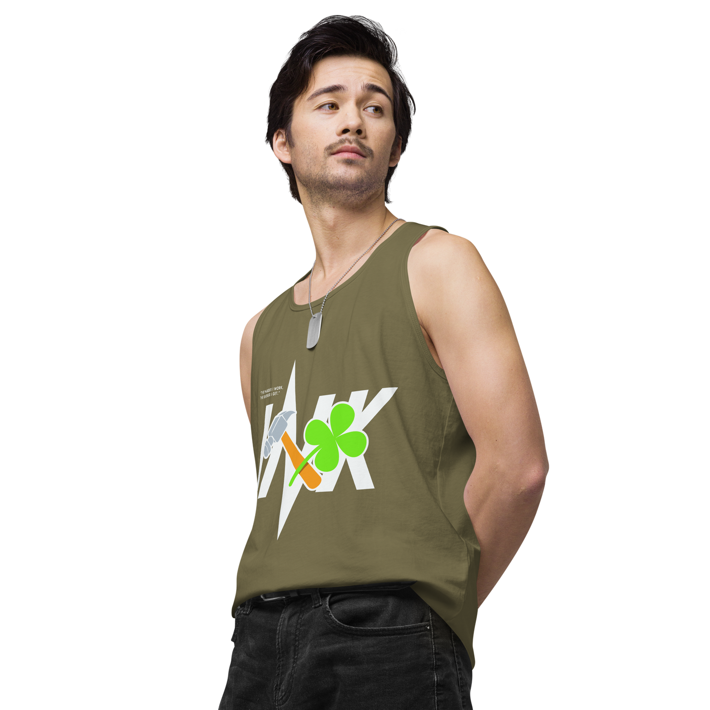 EliteBlend Premium Tank Top with Iconic “Lucky Worker” motif