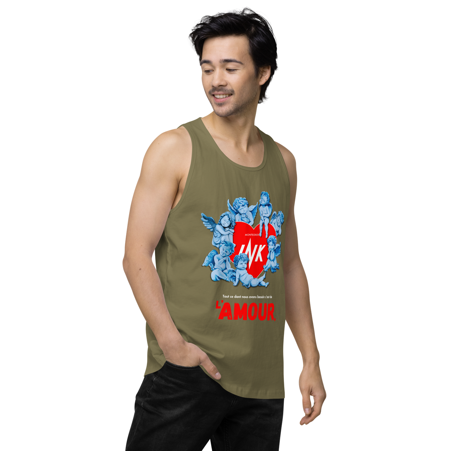 EliteBlend Premium Tank Top with Iconic “AMOUR” motif