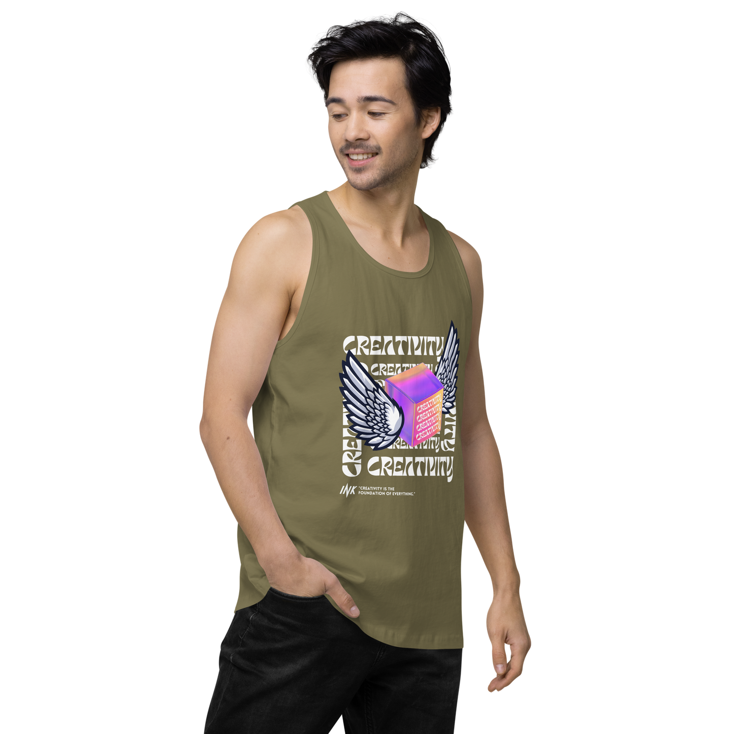 EliteBlend Premium Tank Top with Iconic "Cube of Creativity" print