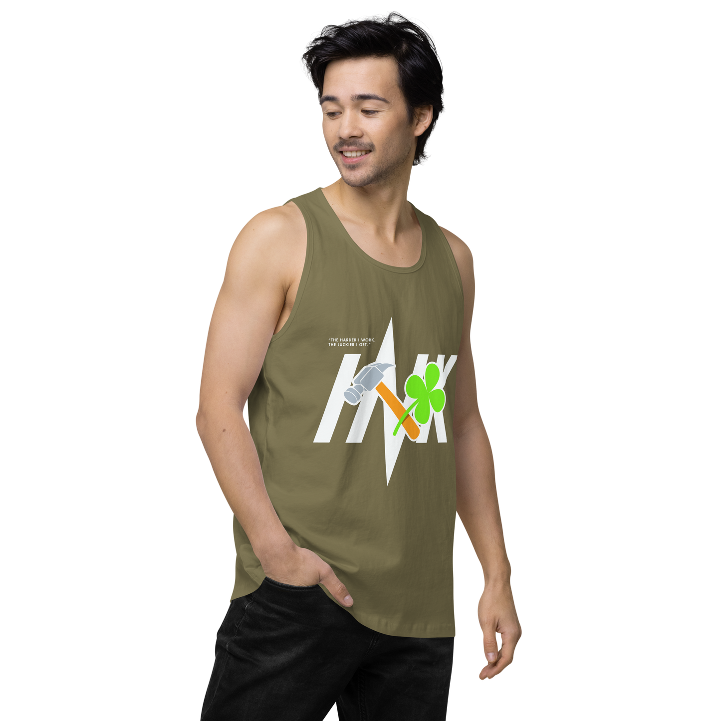 EliteBlend Premium Tank Top with Iconic “Lucky Worker” motif