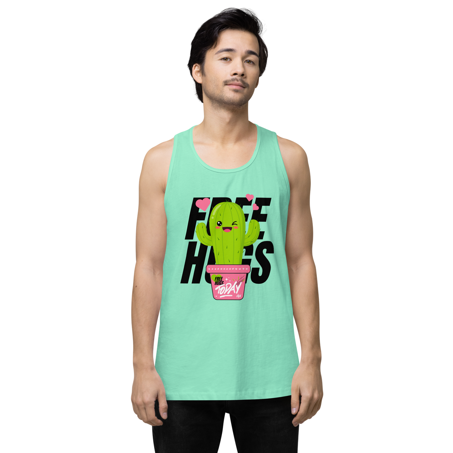 EliteBlend Premium Tank Top with "Free Hugs Today" design