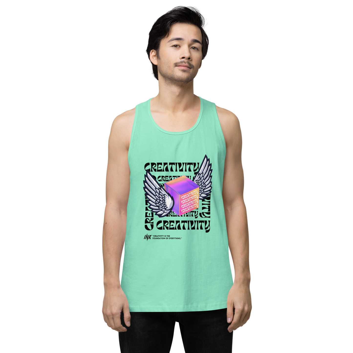 EliteBlend Premium Tank Top with Iconic "Cube of Creativity" print