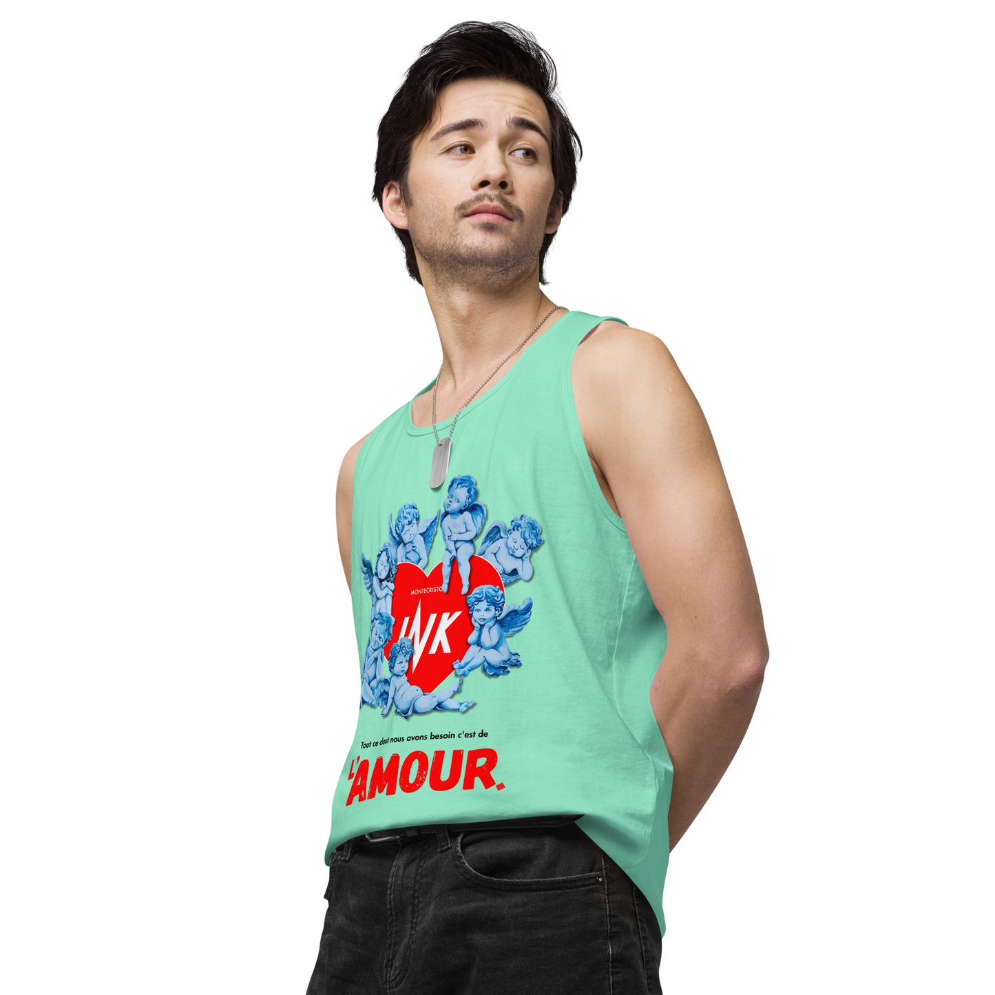 EliteBlend Premium Tank Top with Iconic “AMOUR” motif