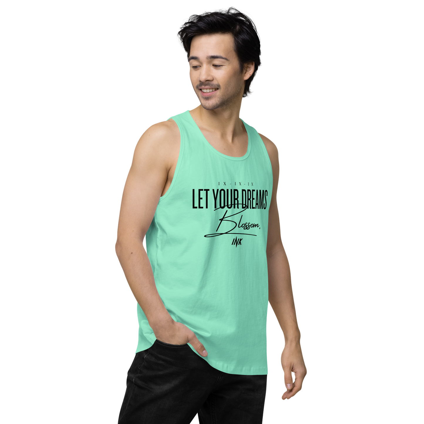 EliteBlend Premium Tank Top with "Let Your Dreams Blossom" design