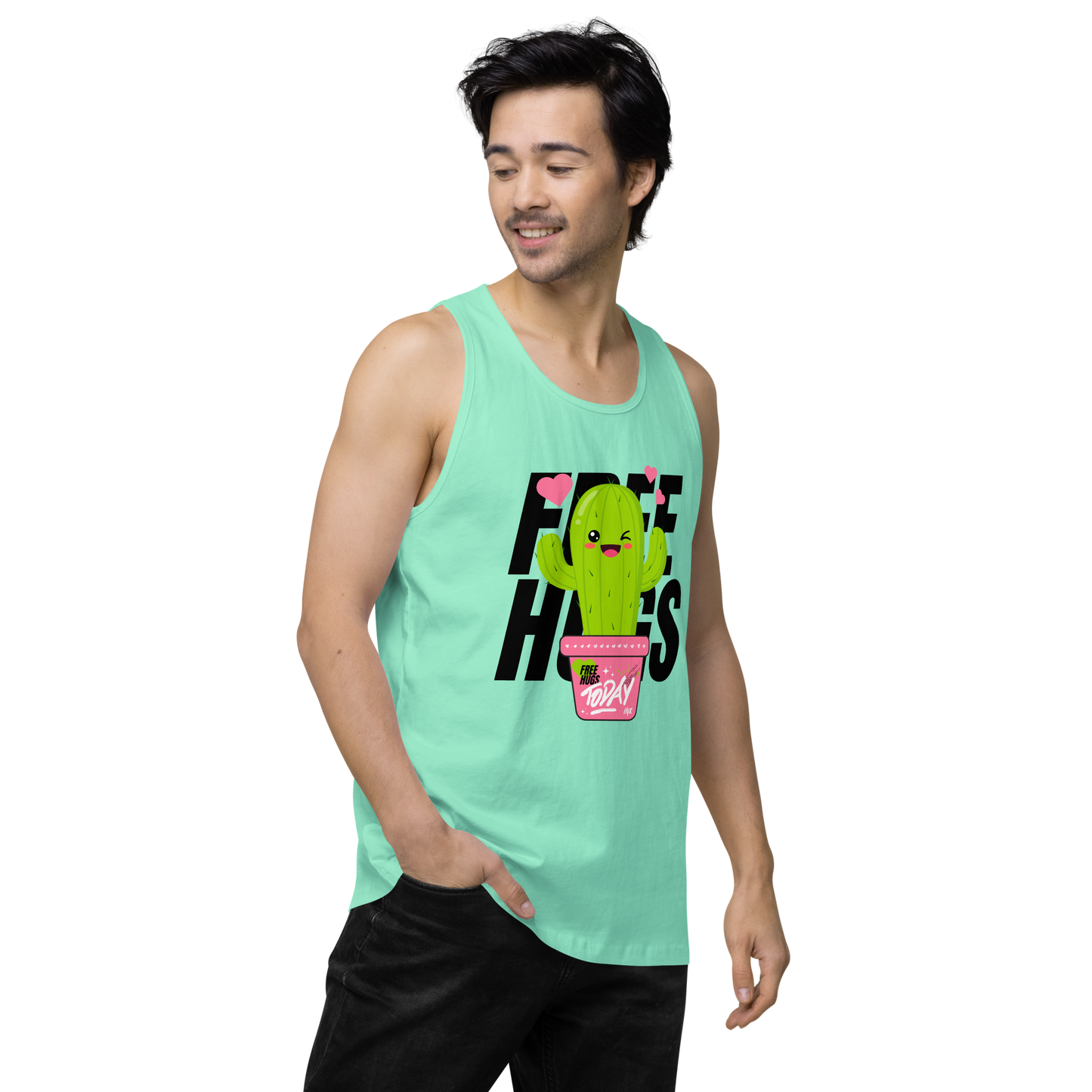 EliteBlend Premium Tank Top with "Free Hugs Today" design