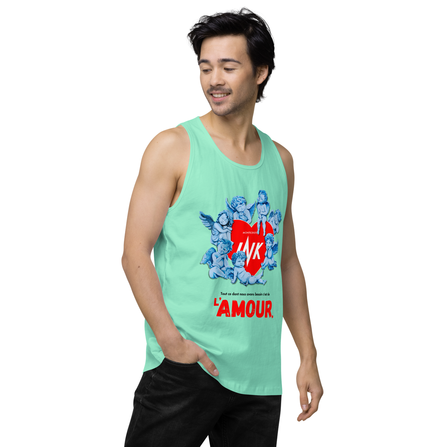 EliteBlend Premium Tank Top with Iconic “AMOUR” motif