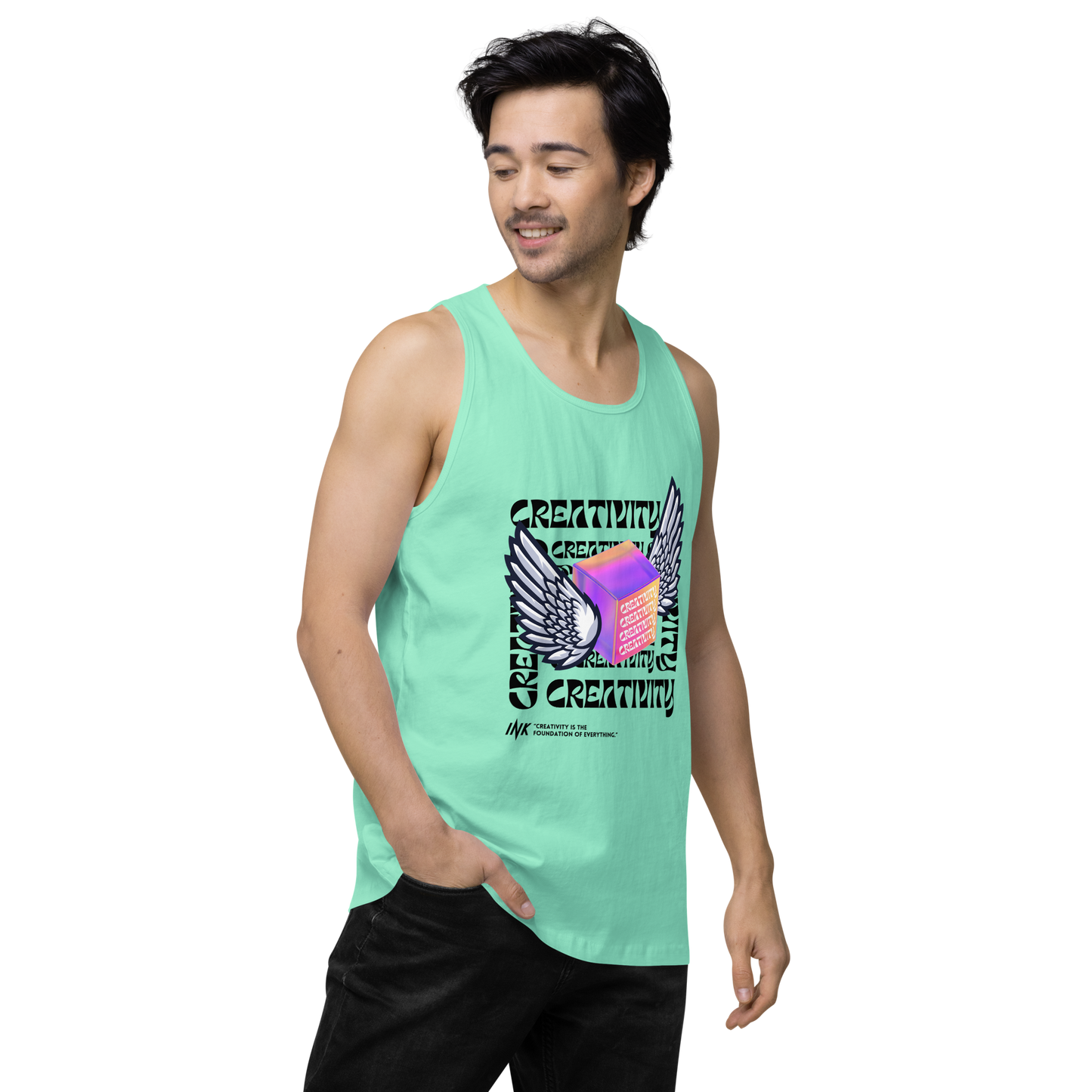 EliteBlend Premium Tank Top with Iconic "Cube of Creativity" print