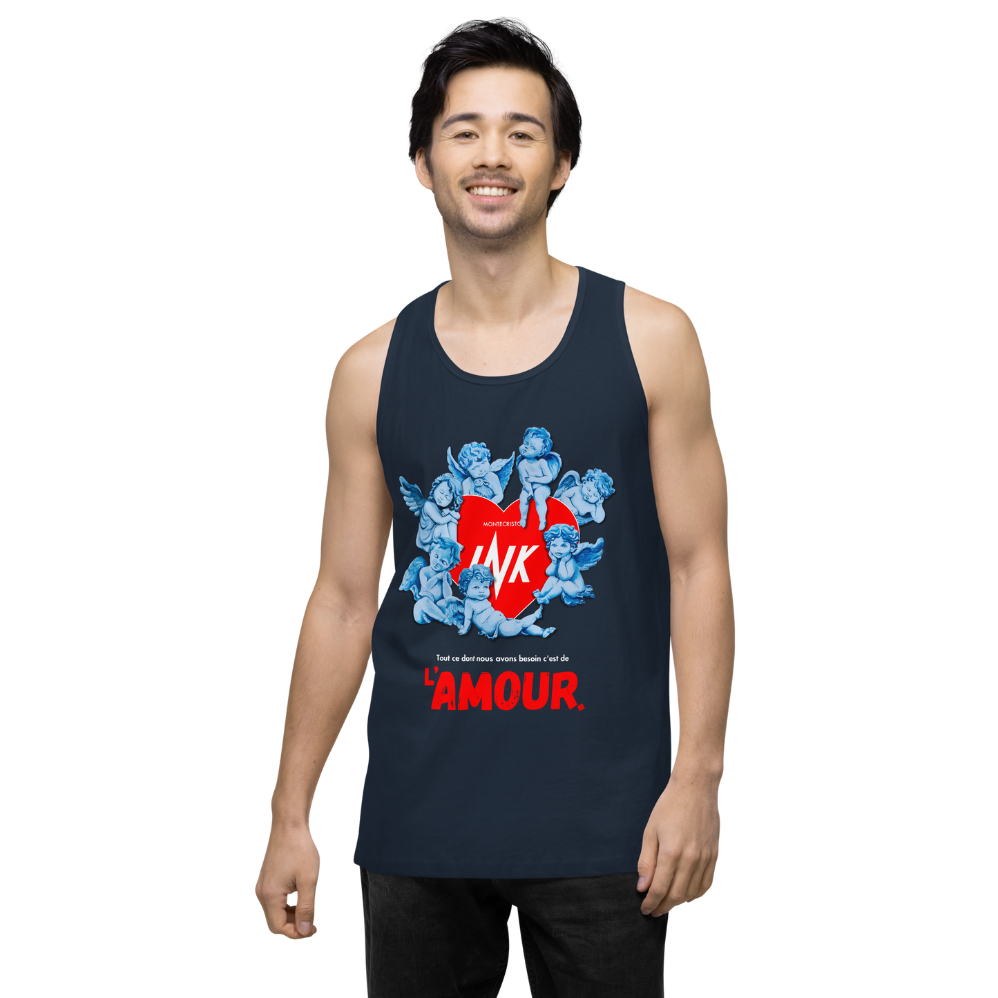 EliteBlend Premium Tank Top with Iconic “AMOUR” motif