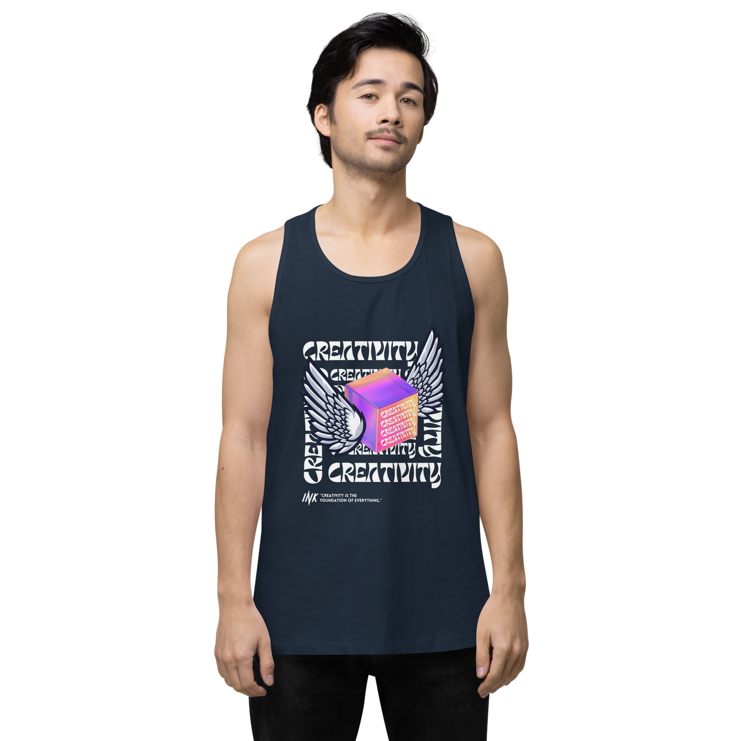 EliteBlend Premium Tank Top with Iconic "Cube of Creativity" print