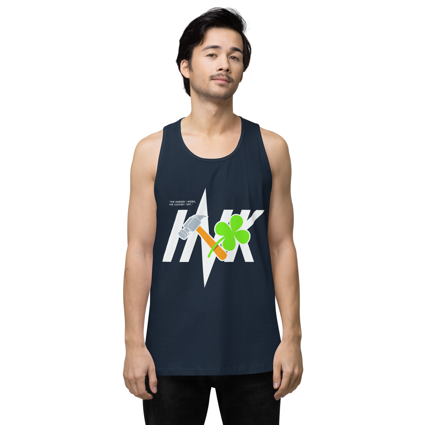 EliteBlend Premium Tank Top with Iconic “Lucky Worker” motif