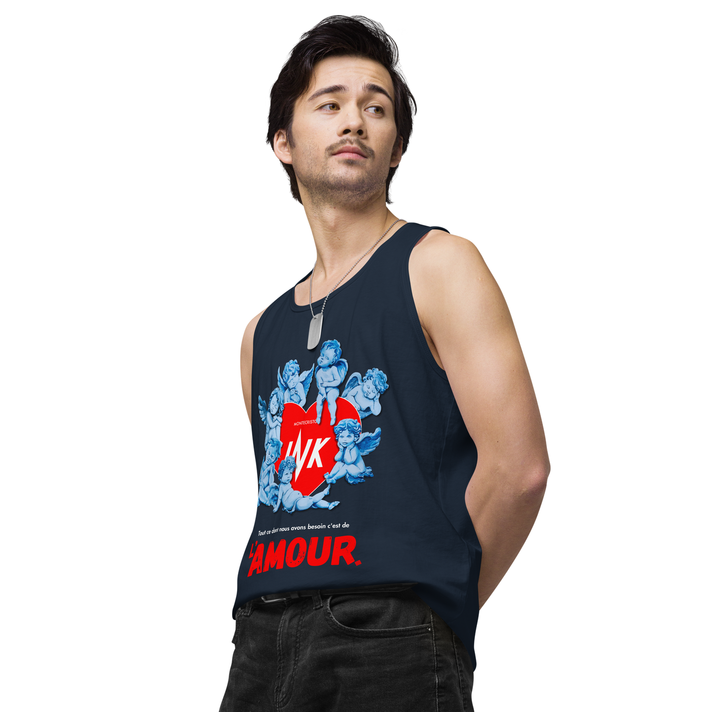 EliteBlend Premium Tank Top with Iconic “AMOUR” motif