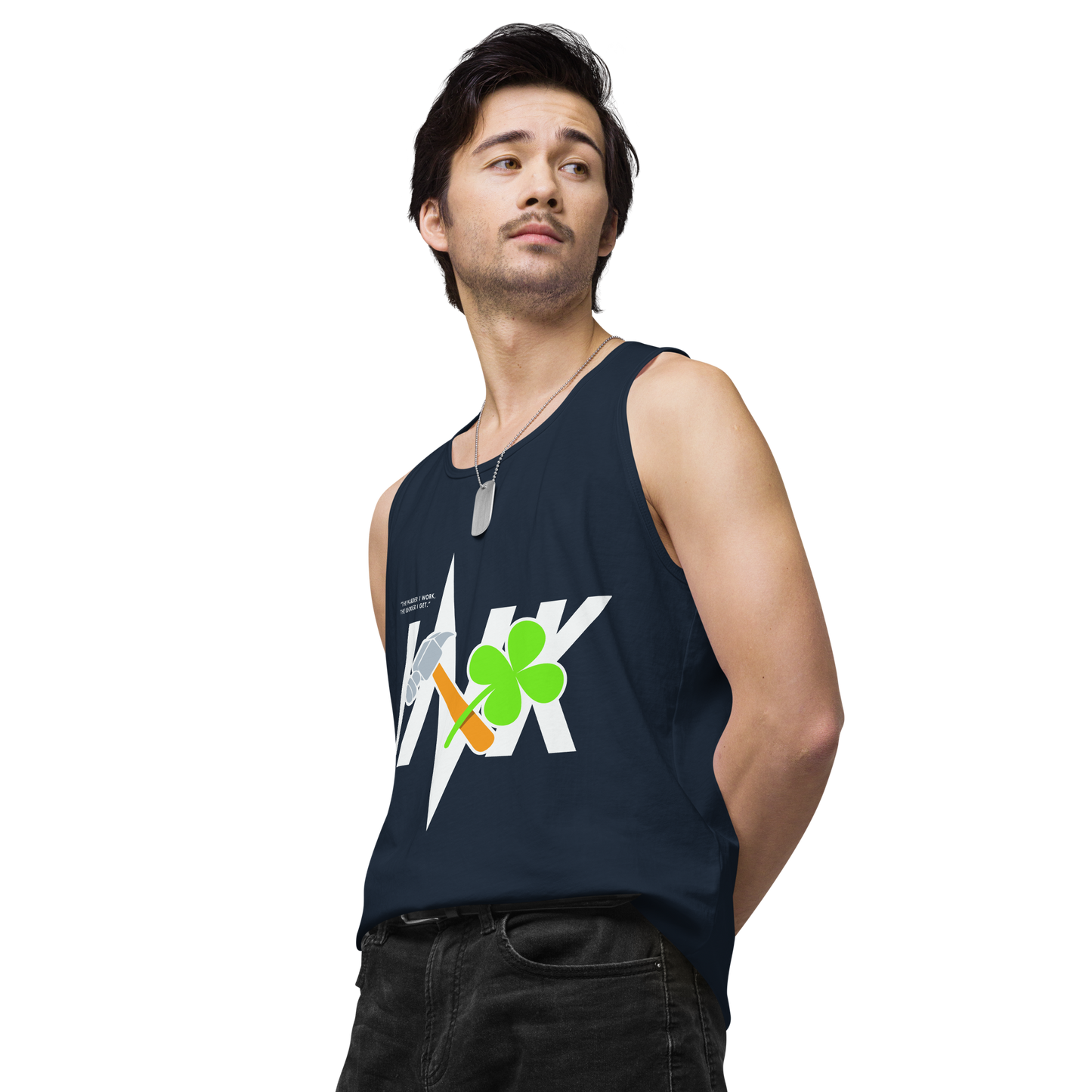 EliteBlend Premium Tank Top with Iconic “Lucky Worker” motif